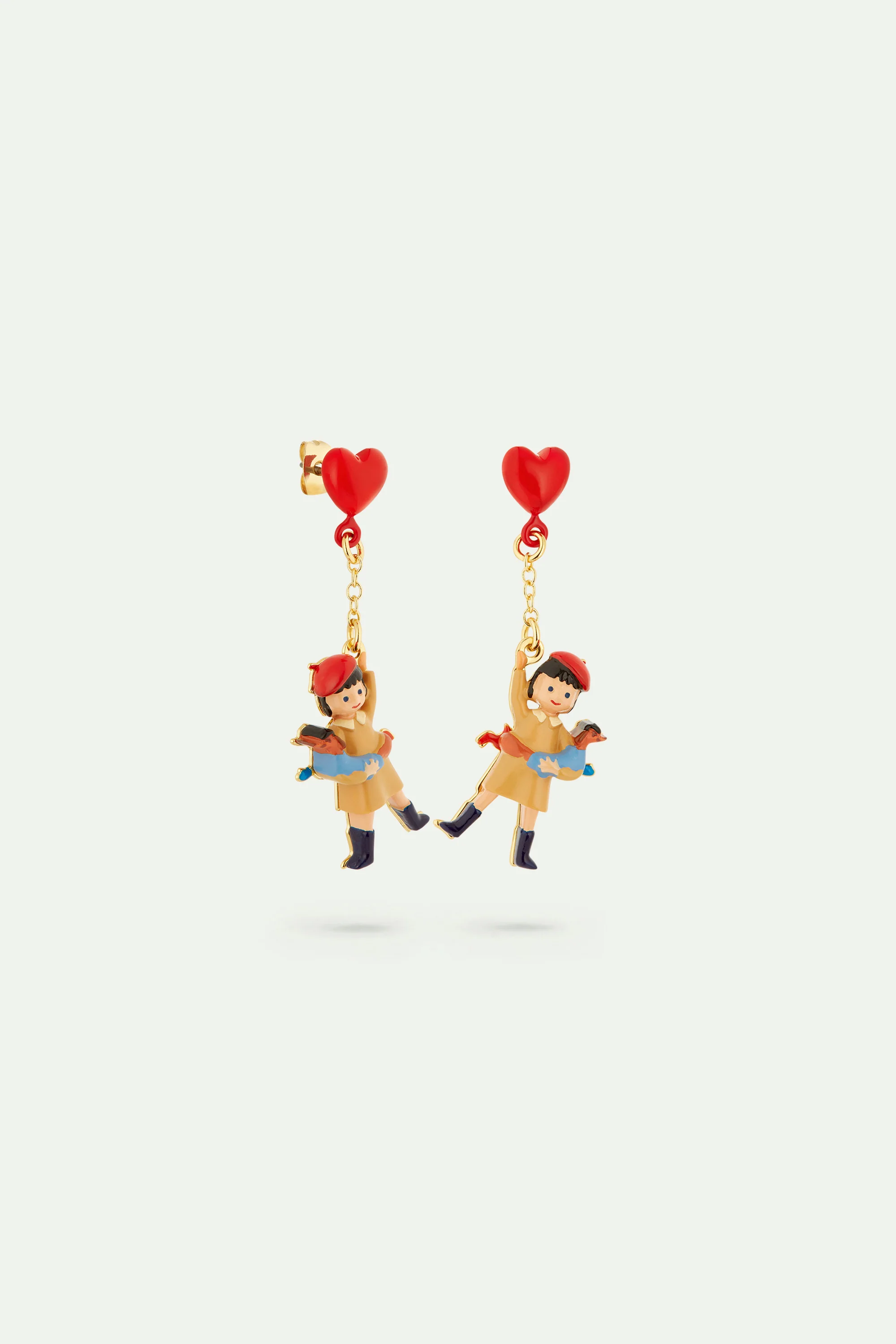 Boucles d'oreilles petite fille, teckel et ballon gonflable cœur - Image 2