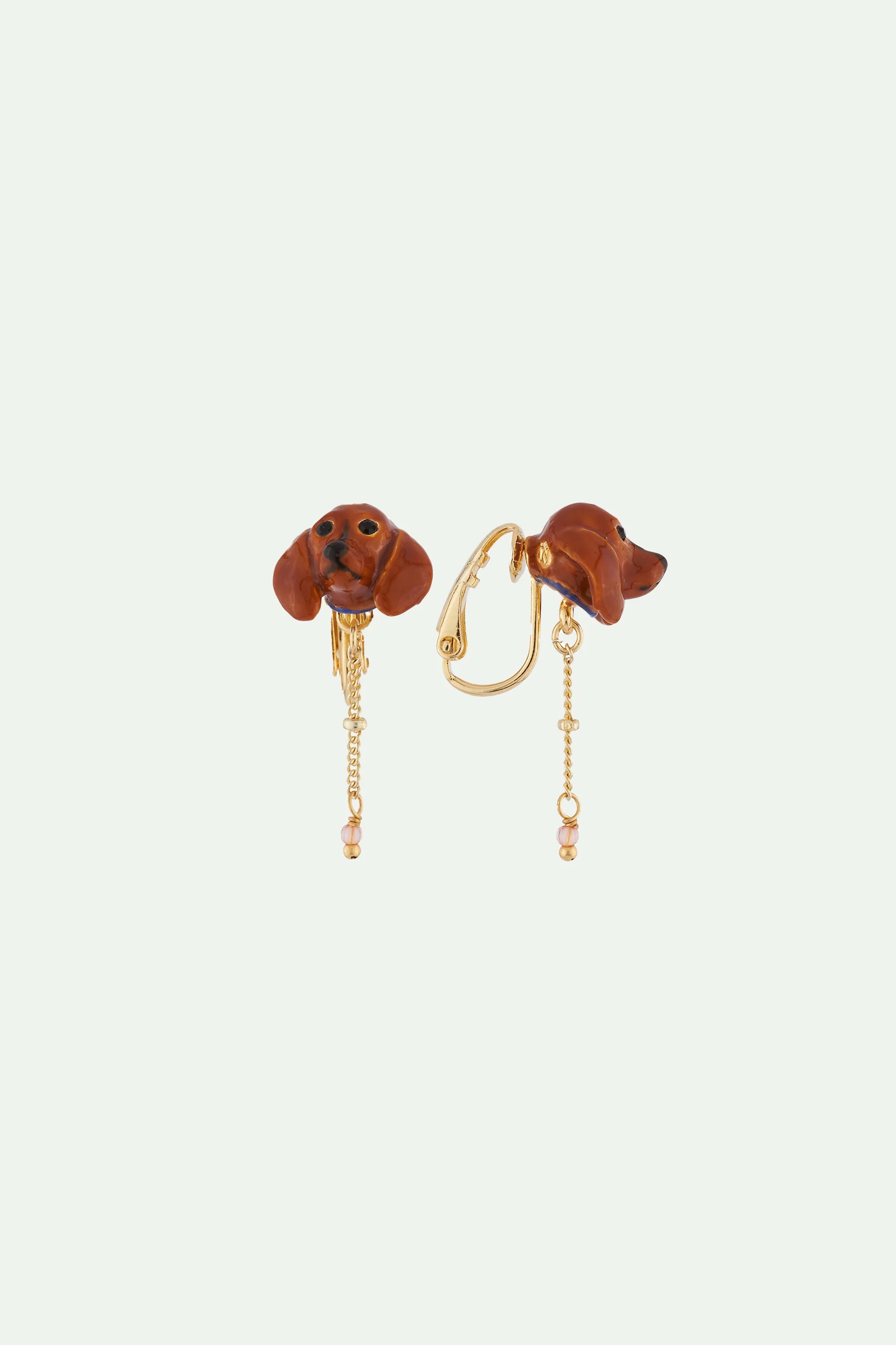 Boucles d'oreilles petite tĂȘte de teckel et chaĂźne - Image 3
