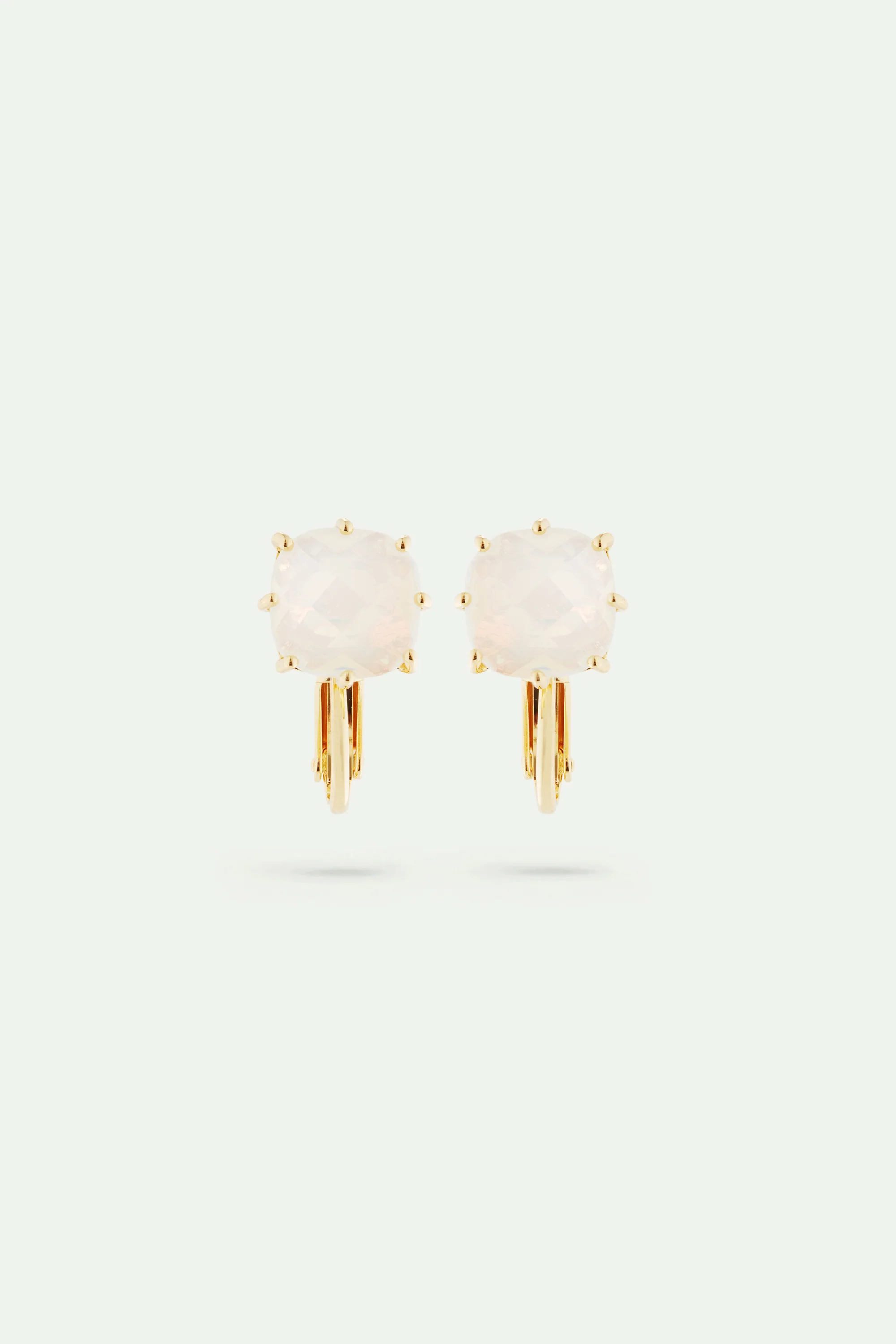 Boucles d'oreilles pierre carrée La Diamantine blanc opalescent - Image 5
