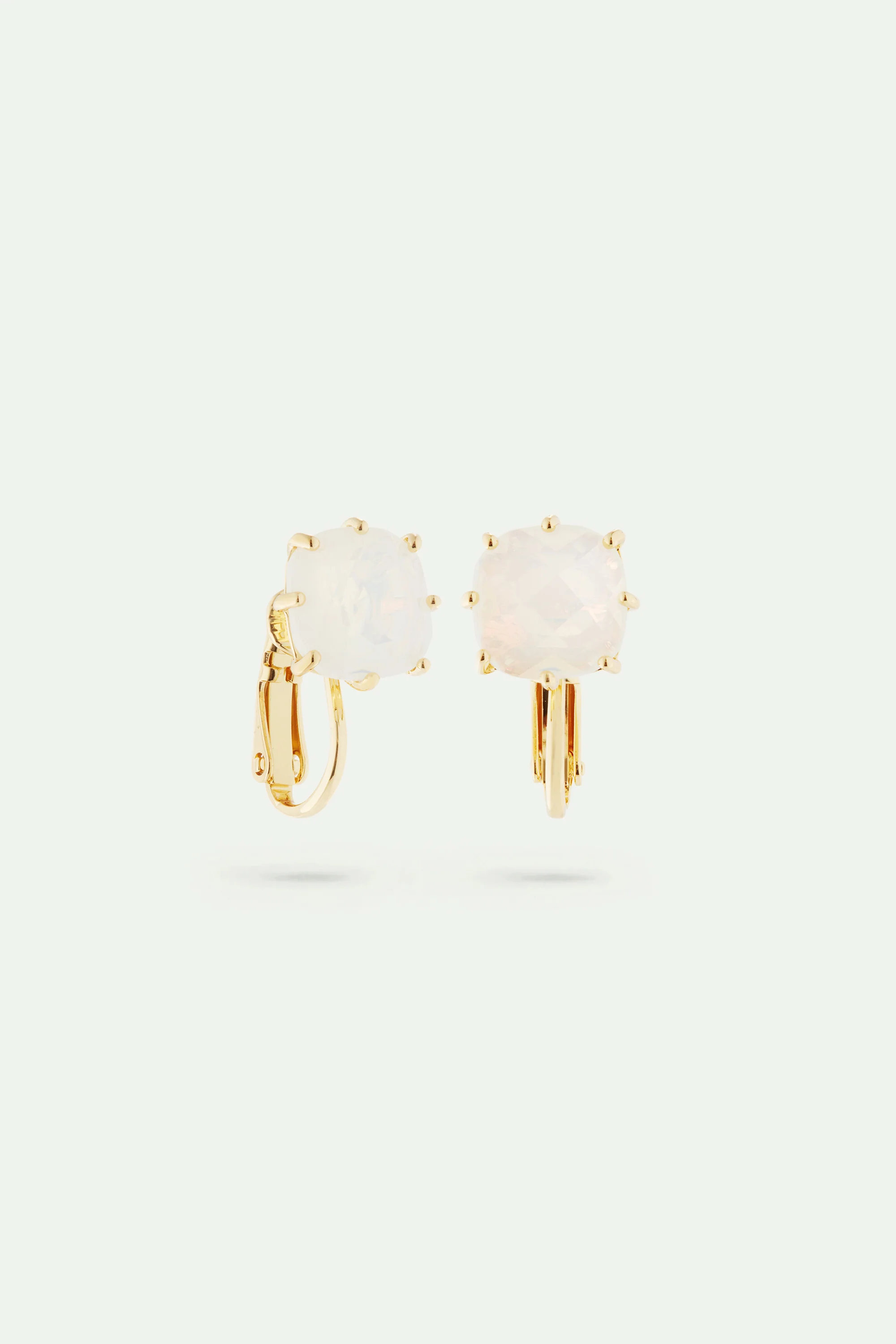 Boucles d'oreilles pierre carrée La Diamantine blanc opalescent - Image 6