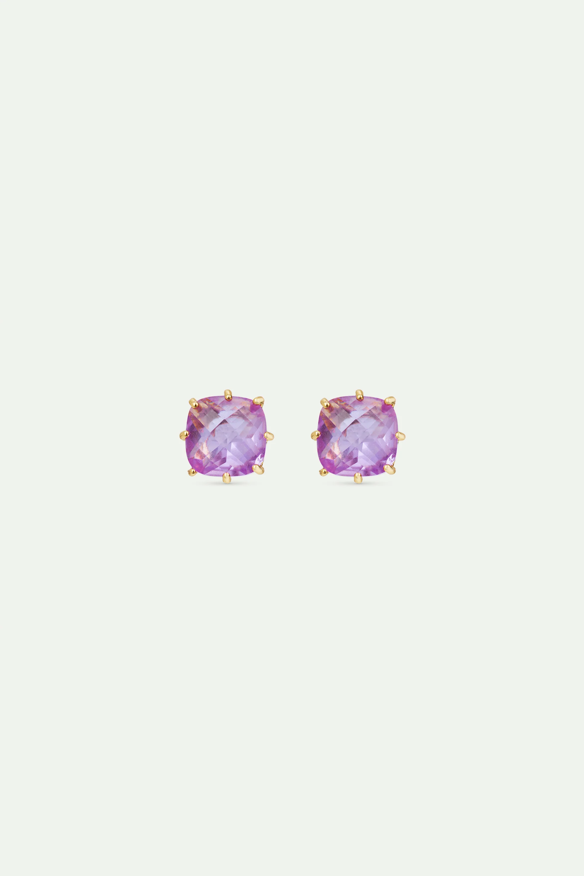 Boucles d'oreilles pierre carrée La Diamantine lavande