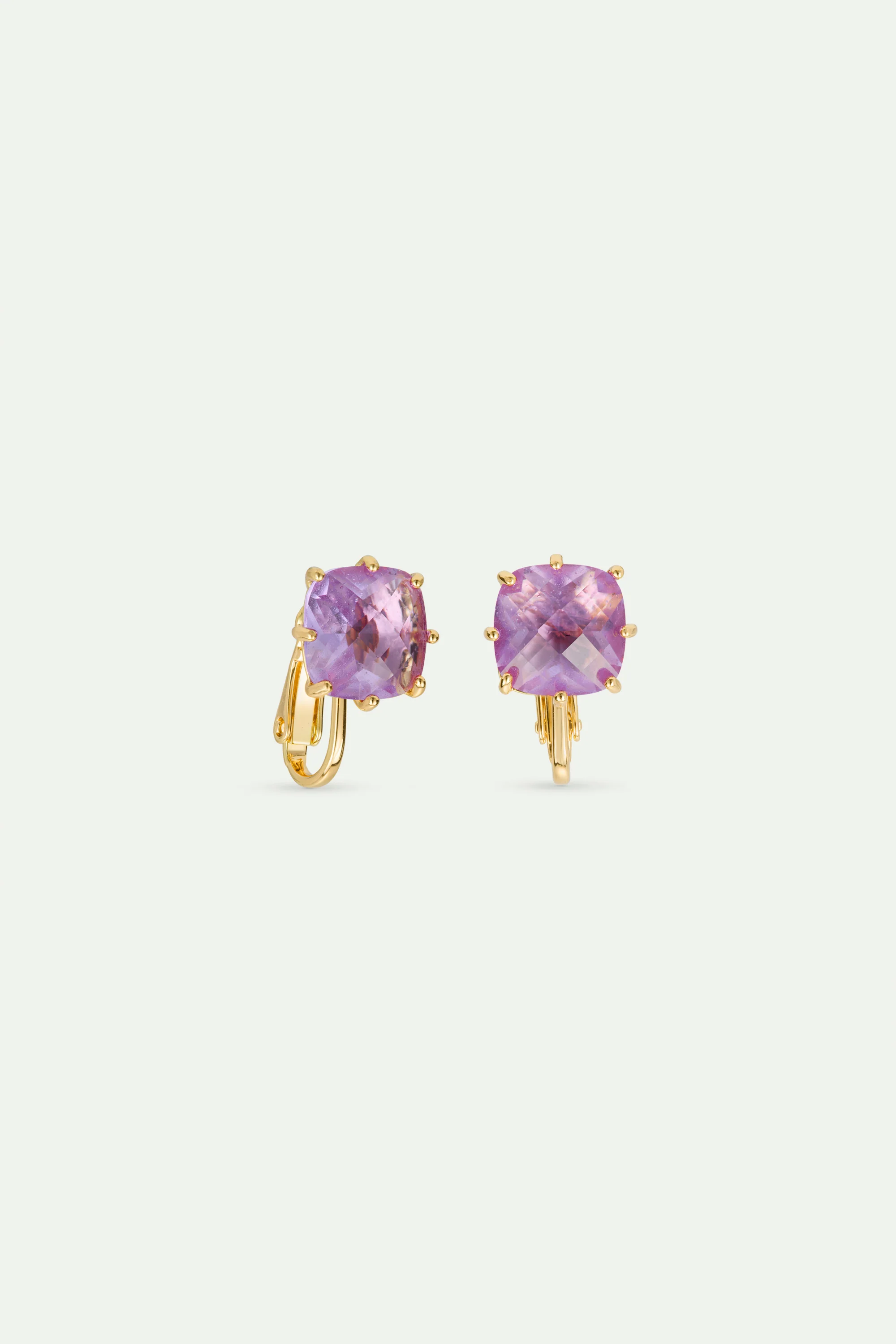 Boucles d'oreilles pierre carrée La Diamantine lavande - Image 3