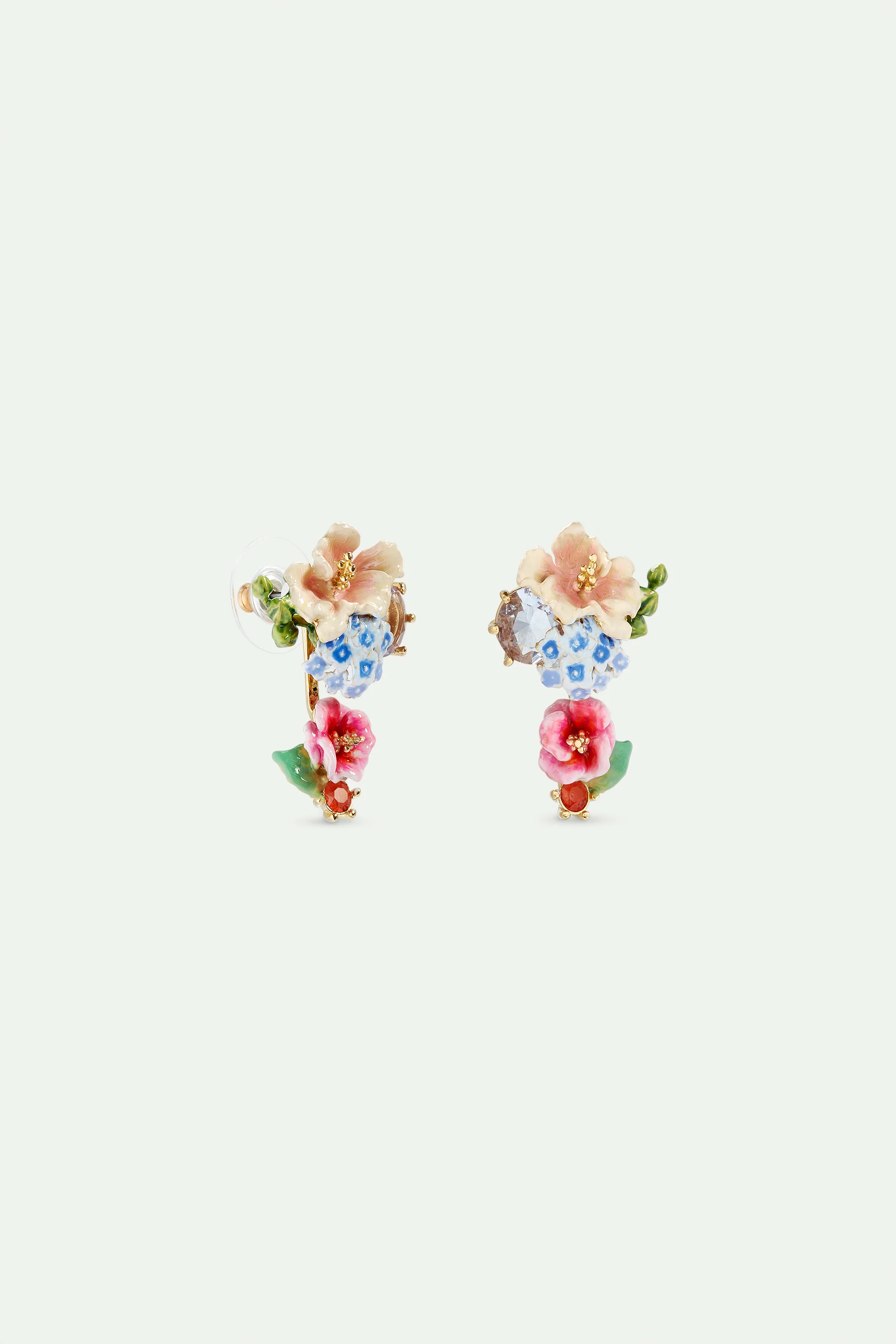 Boucles d'oreilles pierre facetté et fleurs d'hortensia et de lavande - Image 3