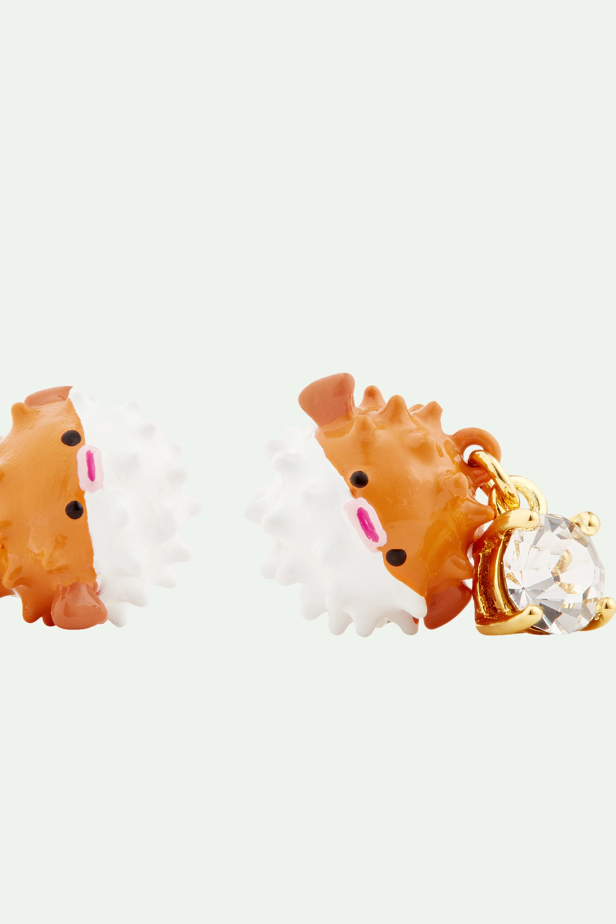Boucles d'oreilles Poisson globe et pierre taillée - Image 3