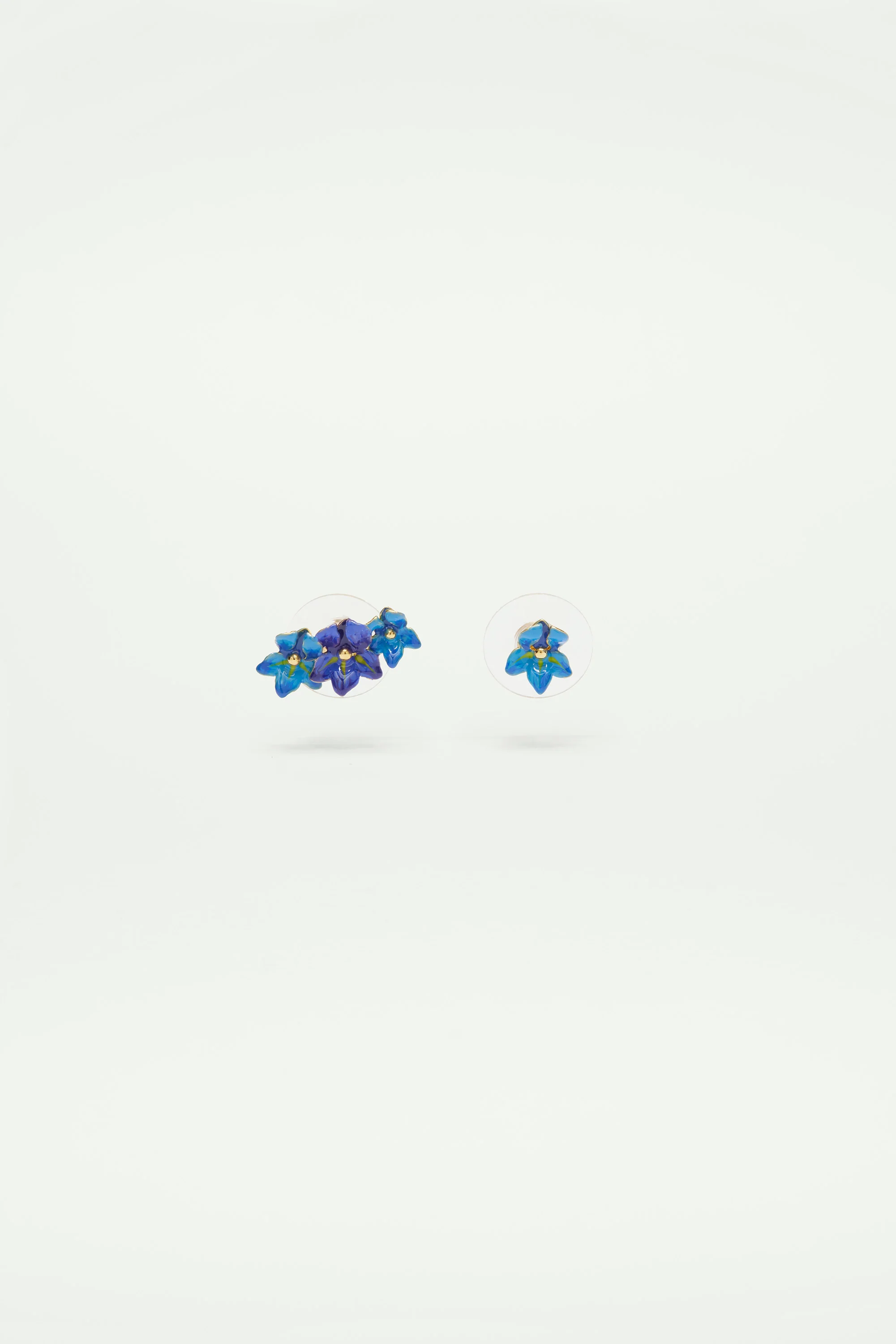 Boucles d'oreilles puces asymétriques Iris de Sibérie
