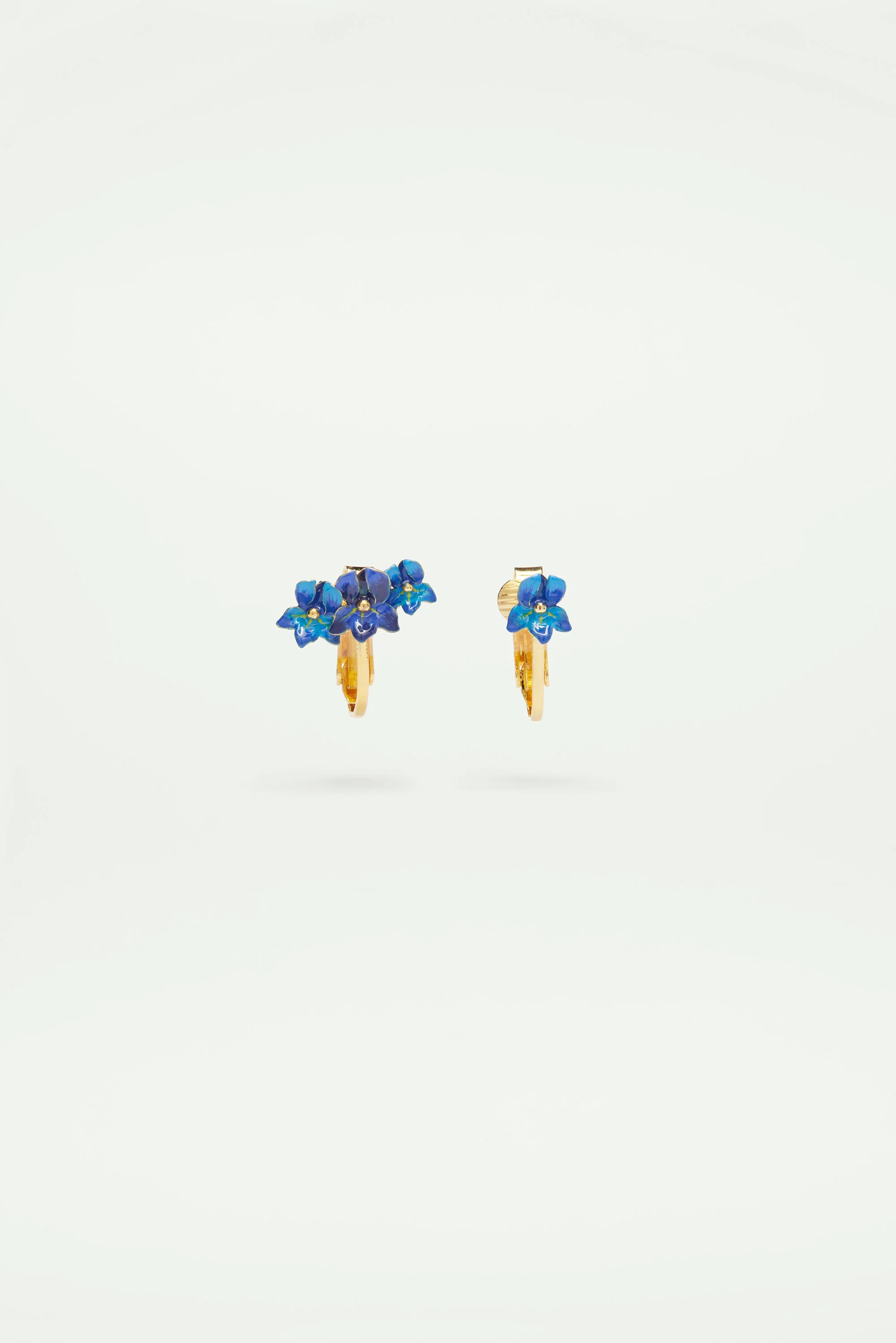 Boucles d'oreilles puces asymétriques Iris de Sibérie - Image 3