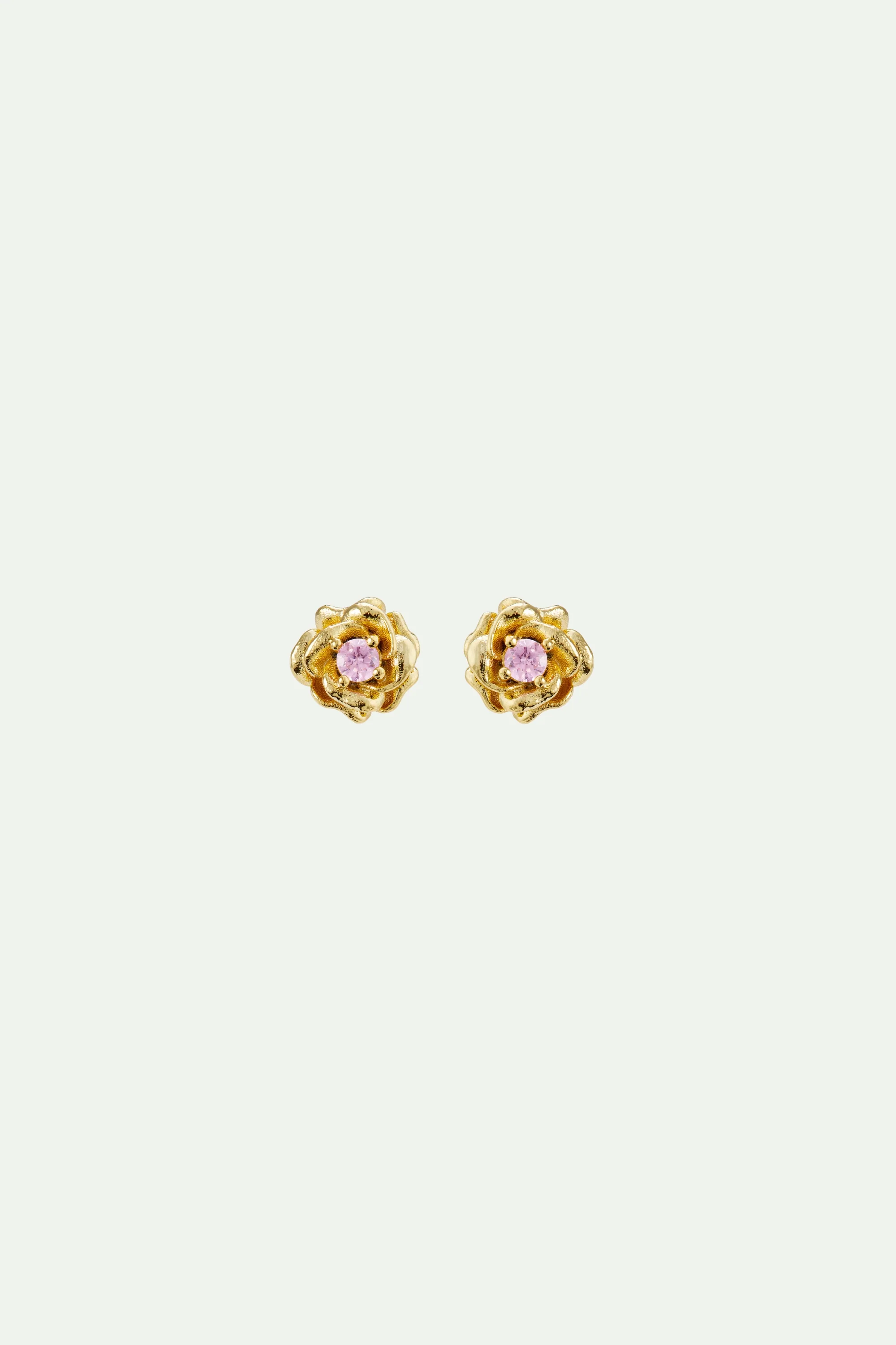 Boucles d'oreilles rose dorée Mona Lisa et cristal rose
