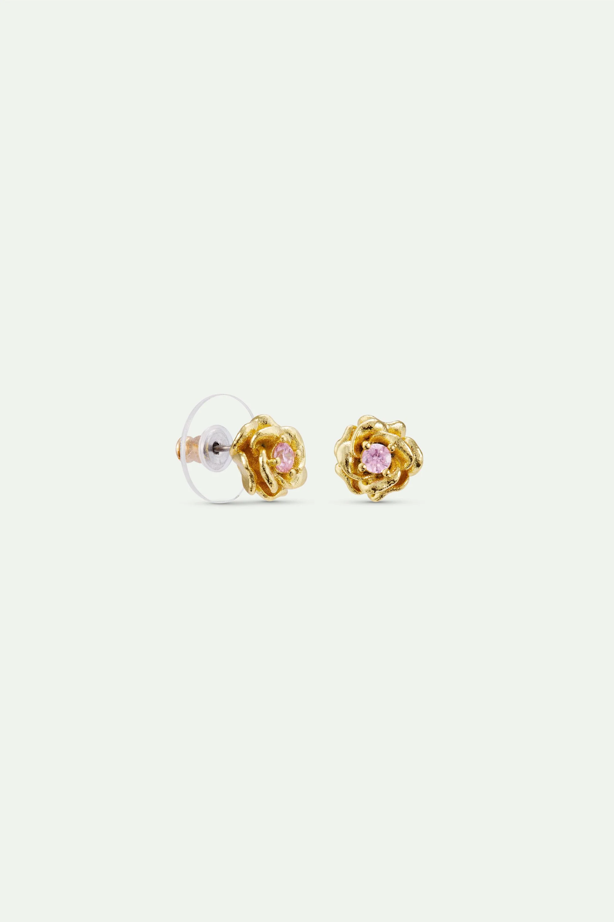 Boucles d'oreilles rose dorée Mona Lisa et cristal rose - Image 3