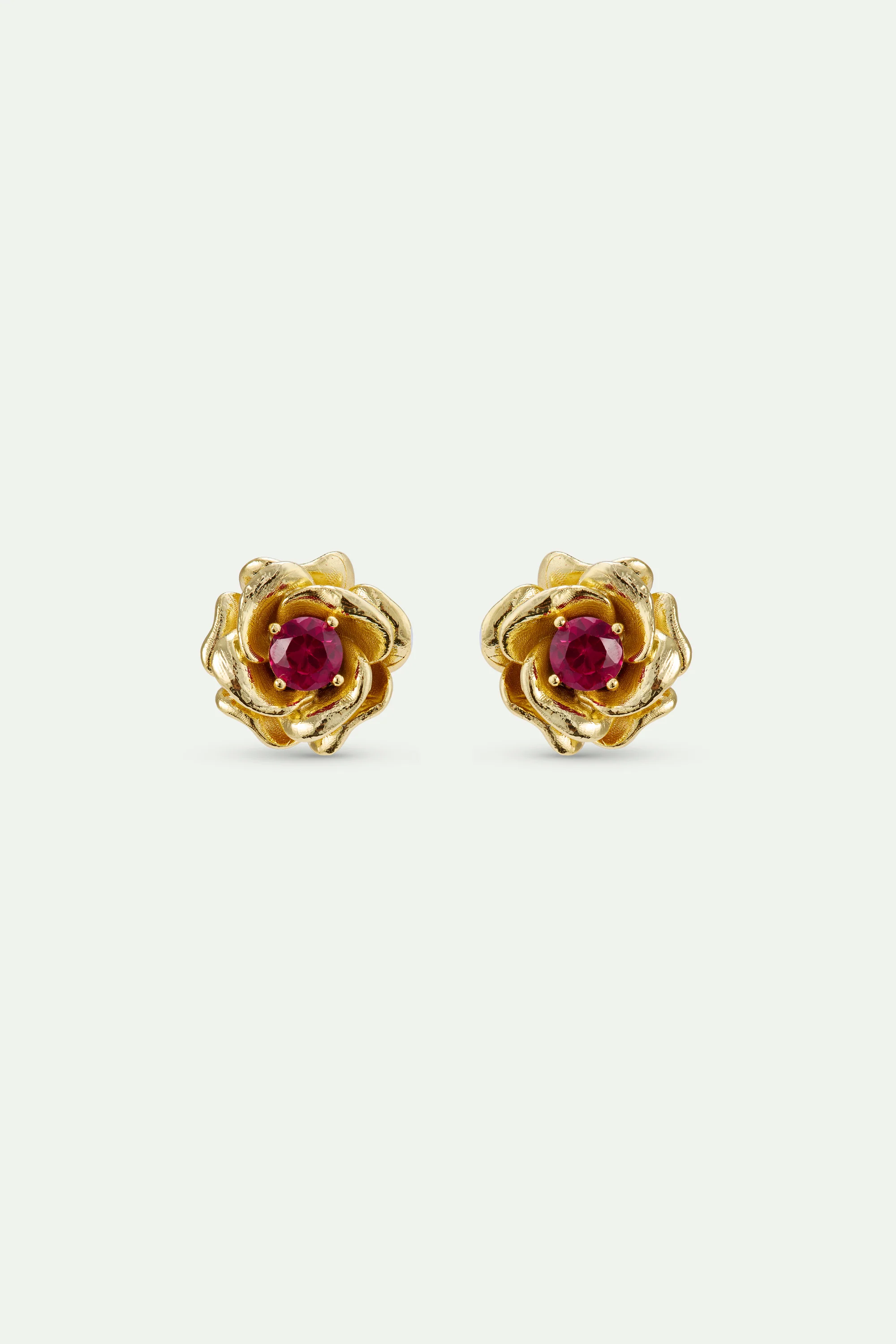 Boucles d'oreilles rose dorée Mona Lisa et pierre rose