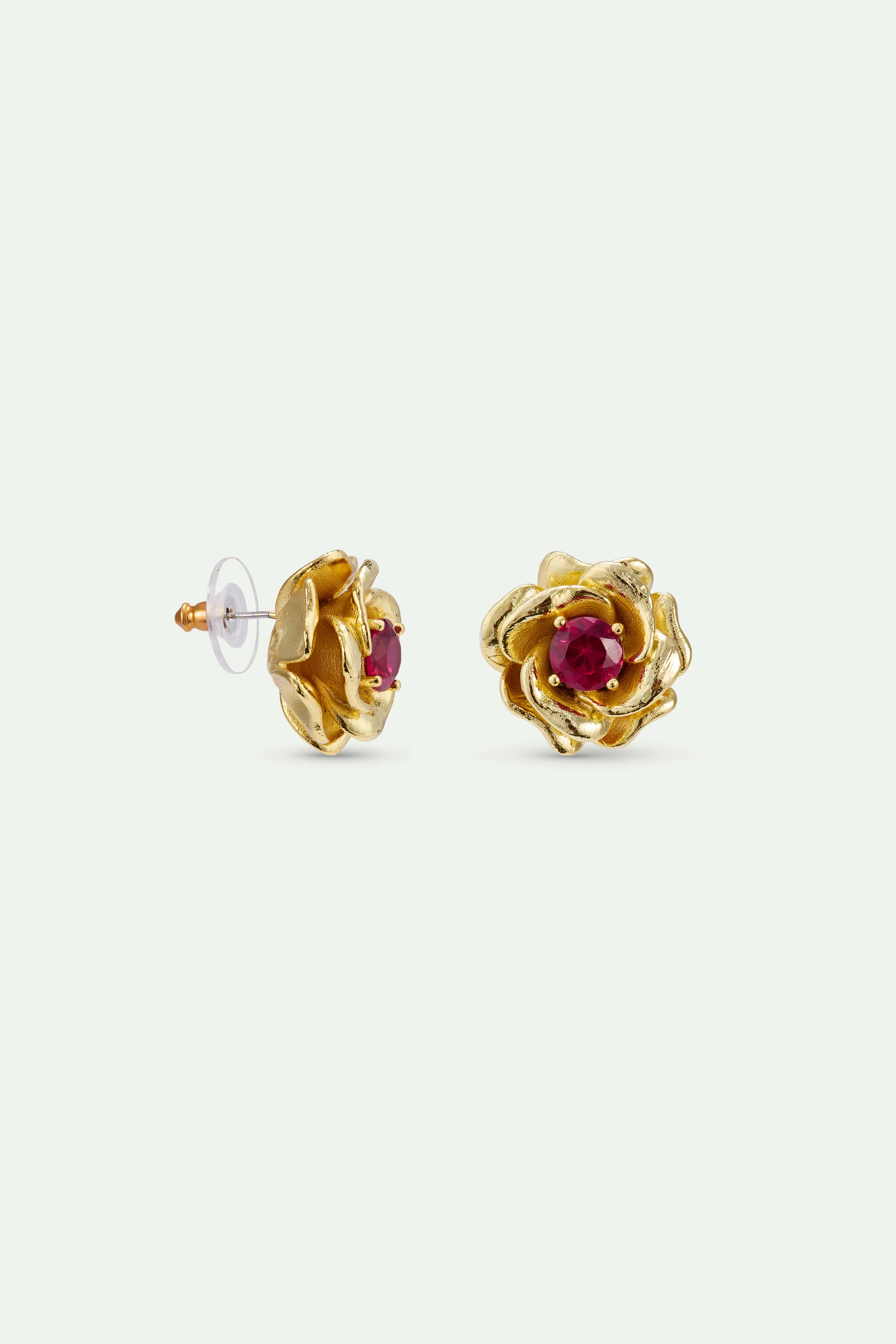 Boucles d'oreilles rose dorée Mona Lisa et pierre rose - Image 2