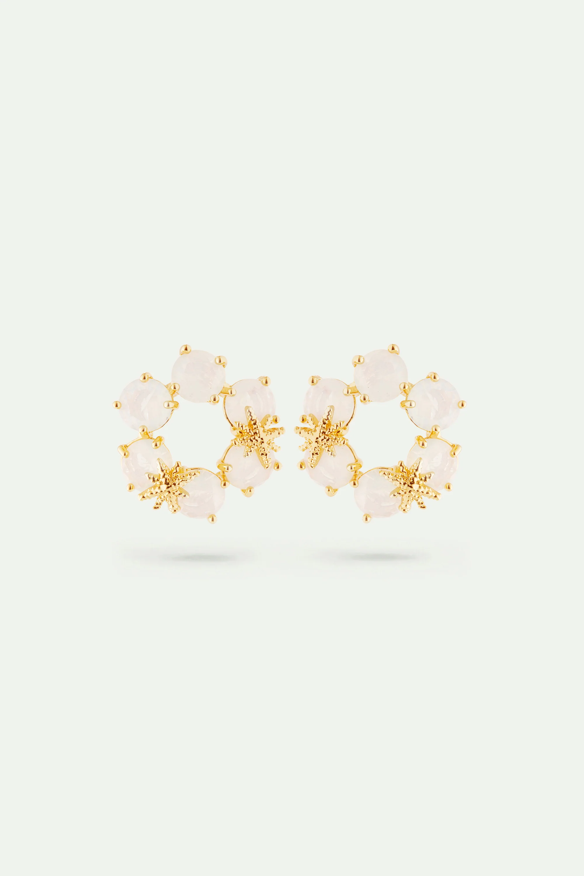 Boucles d'oreilles six pierres La Diamantine blanc opalescent et fines étoiles
