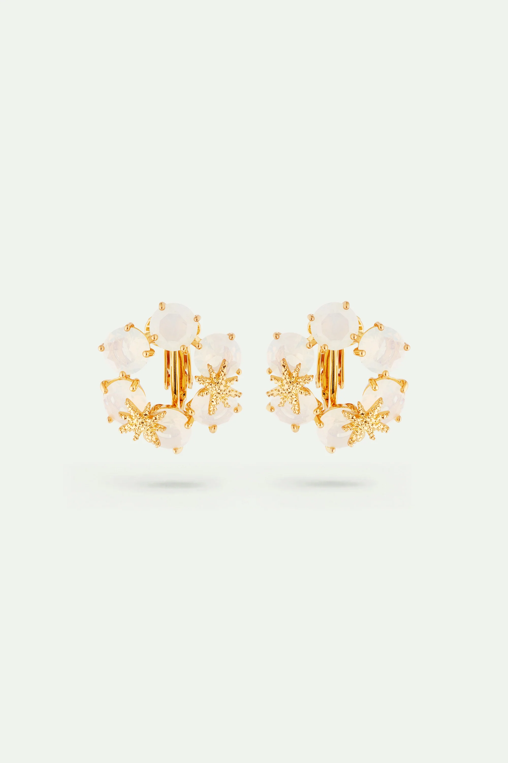 Boucles d'oreilles six pierres La Diamantine blanc opalescent et fines étoiles - Image 3