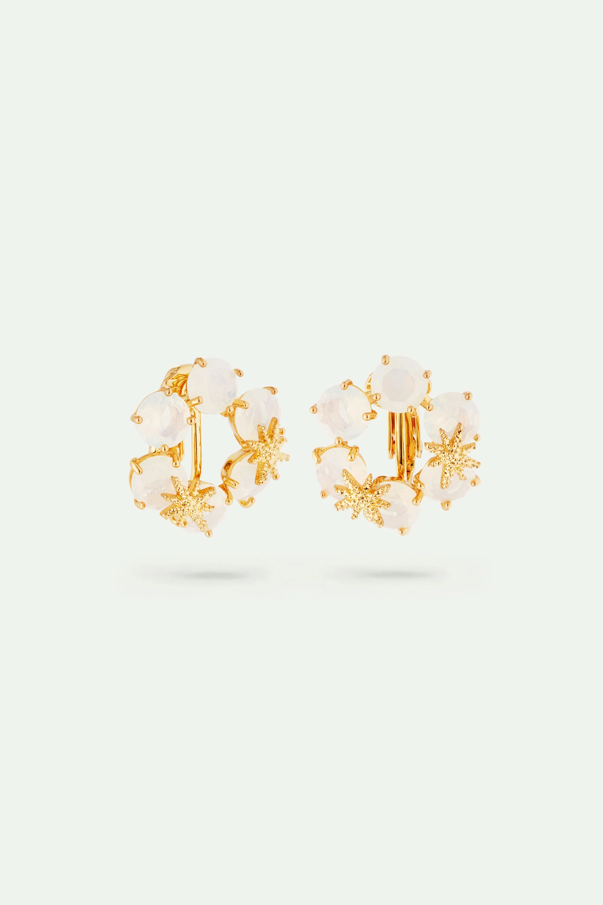 Boucles d'oreilles six pierres La Diamantine blanc opalescent et fines étoiles - Image 5