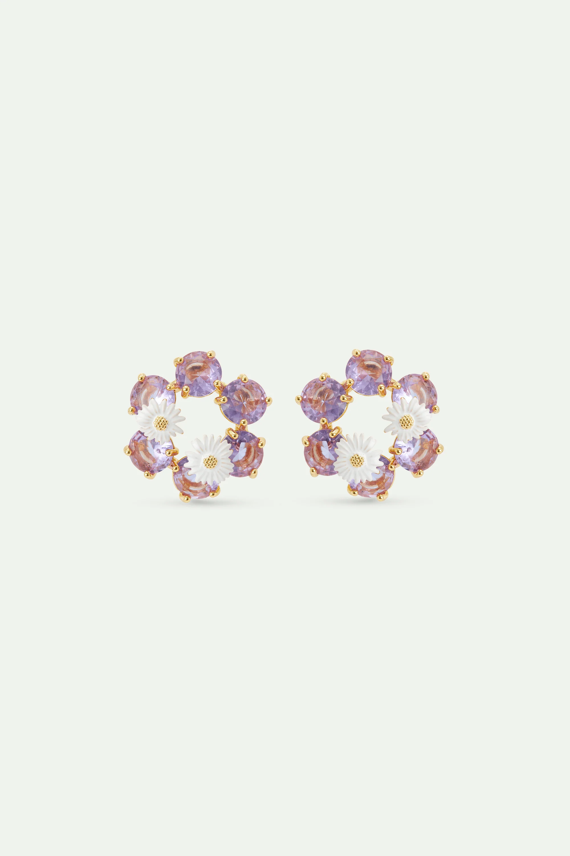 Boucles d'oreilles six pierres La Diamantine lavande et marguerites