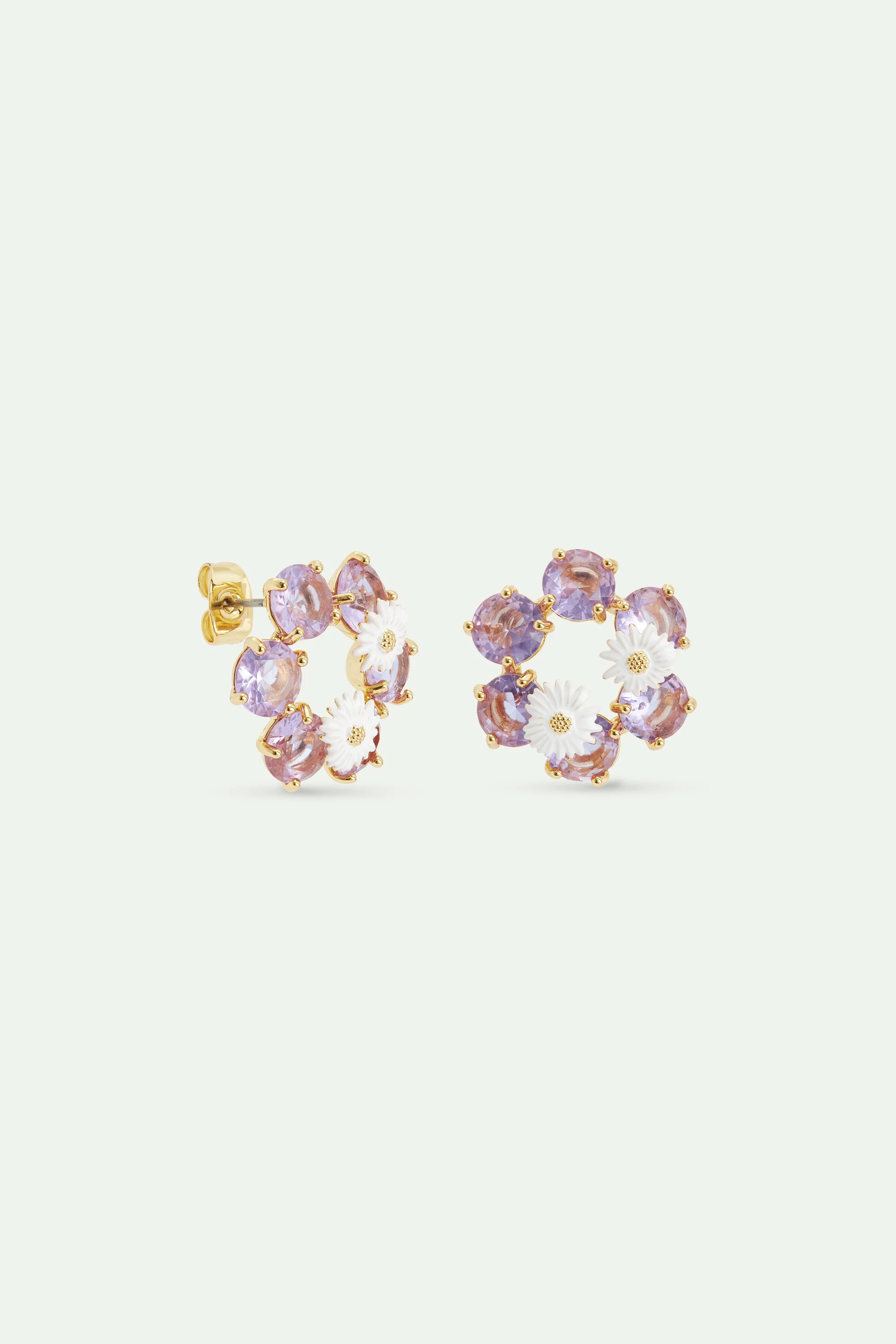 Boucles d'oreilles six pierres La Diamantine lavande et marguerites - Image 3