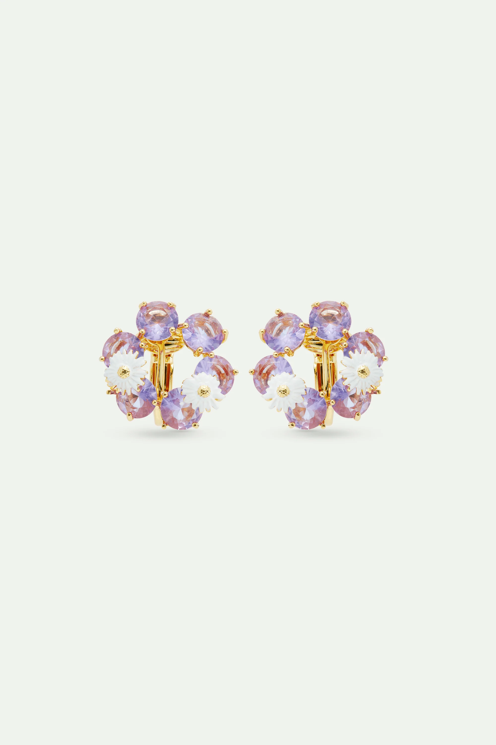 Boucles d'oreilles six pierres La Diamantine lavande et marguerites - Image 4