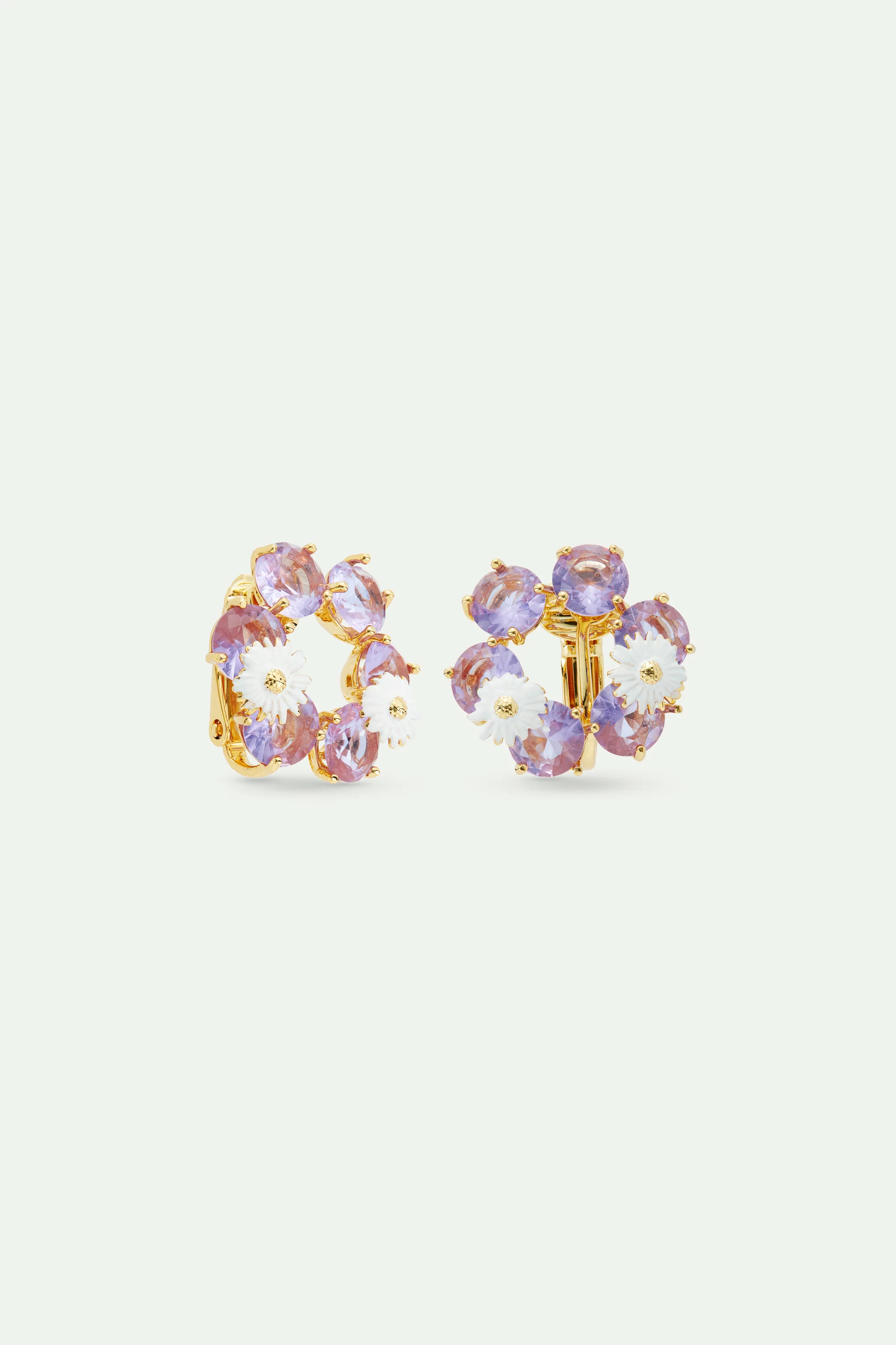 Boucles d'oreilles six pierres La Diamantine lavande et marguerites - Image 5