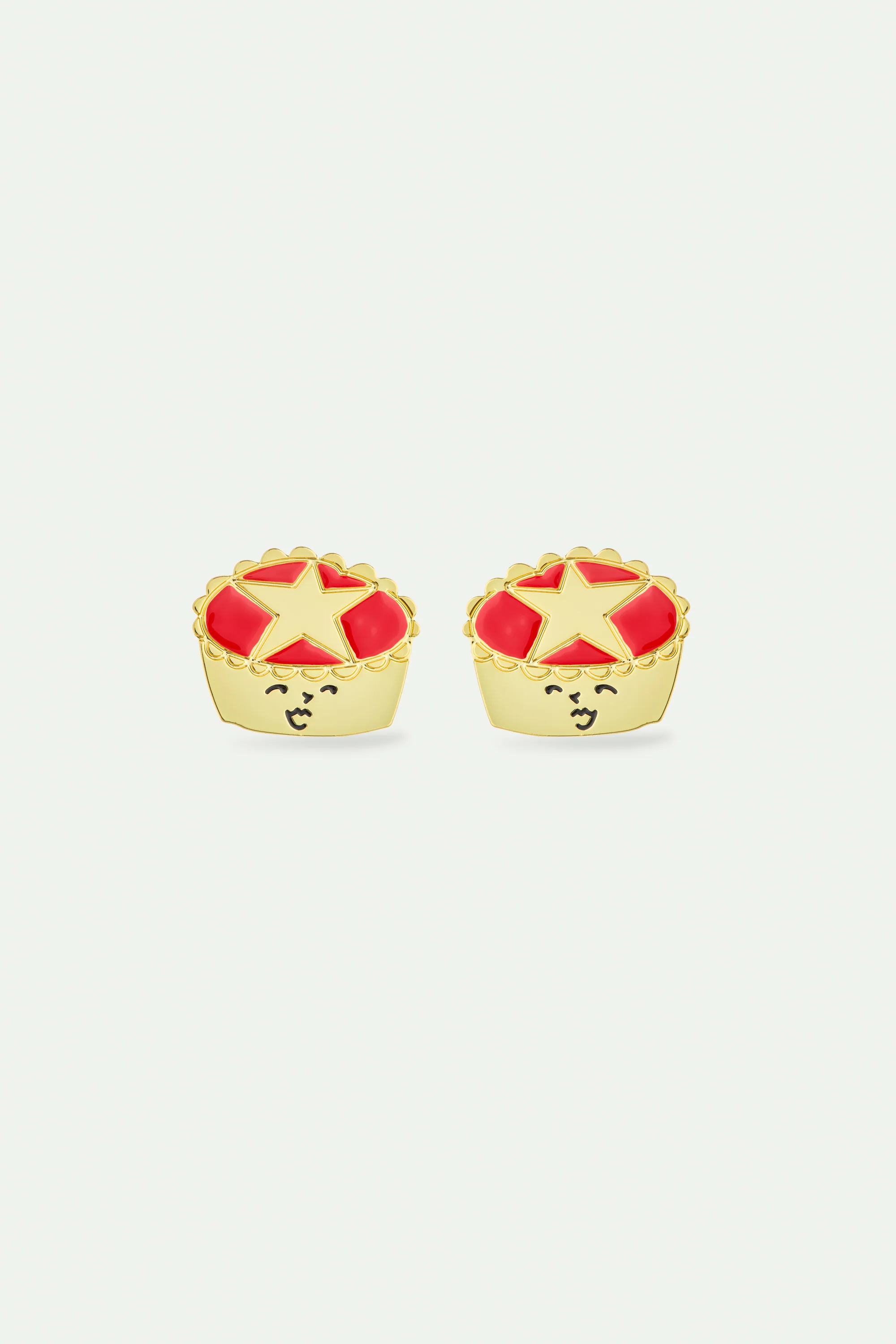 Boucles d'oreilles tarte dorée et rouge et étoile