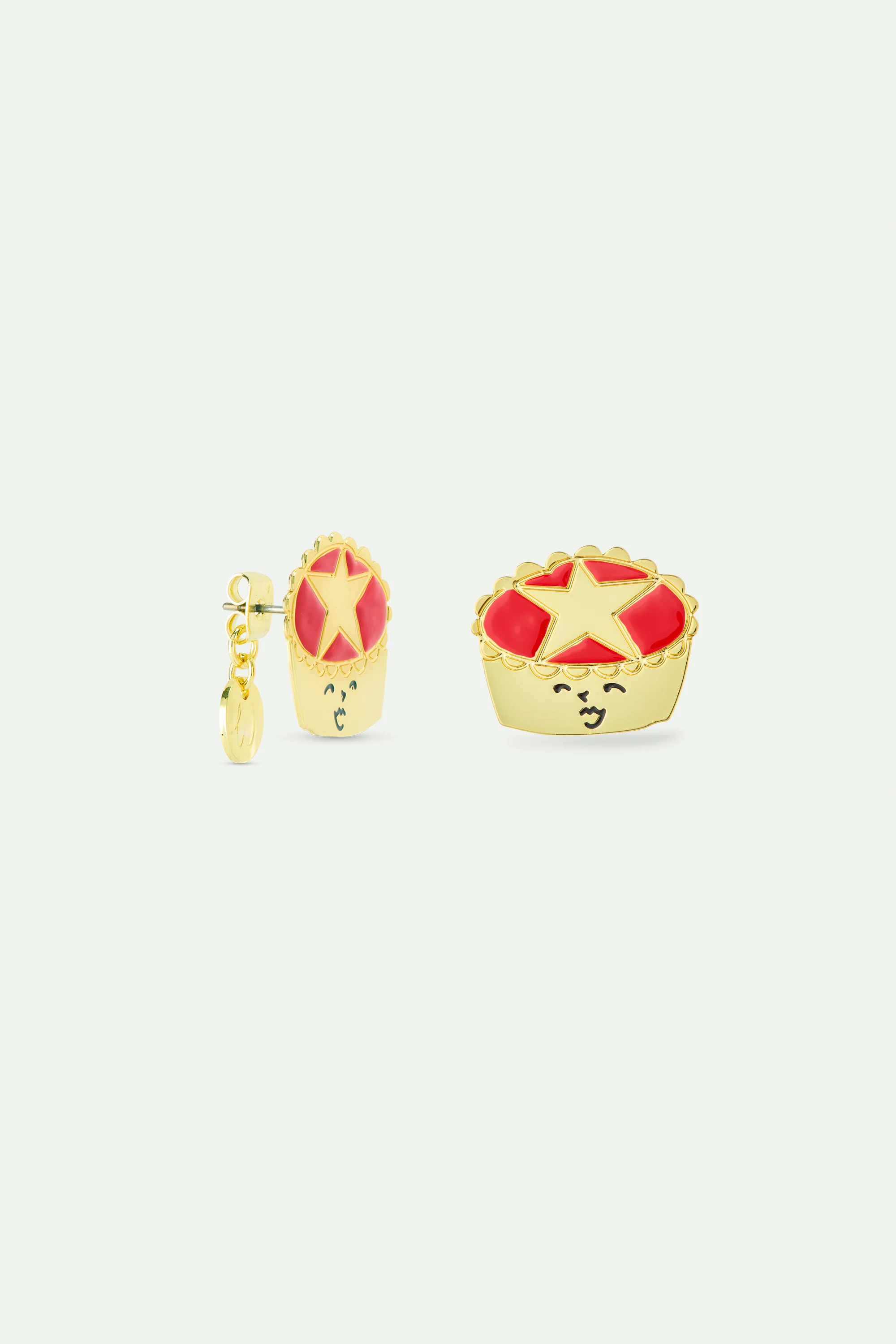 Boucles d'oreilles tarte dorée et rouge et étoile - Image 2