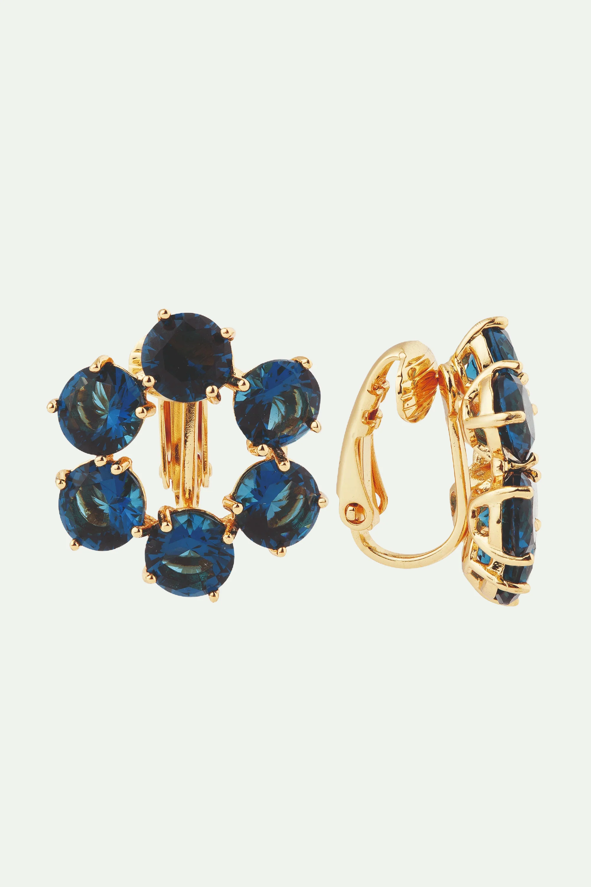 Boucles d'oreilles tiges 6 pierres La Diamantine Bleu Océan - Image 4