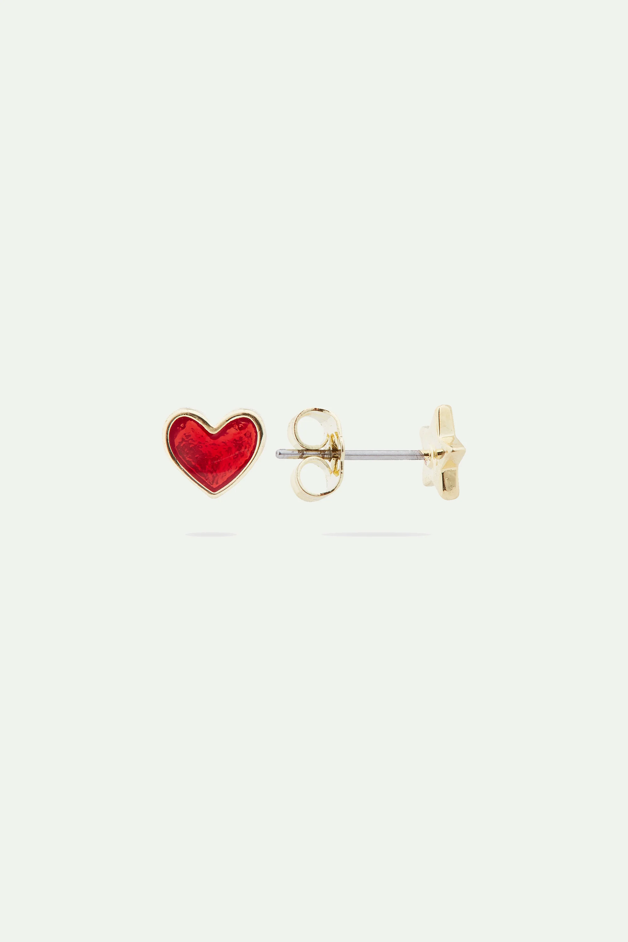 Boucles d'oreilles tiges asymétriques cœur et étoile - Image 2