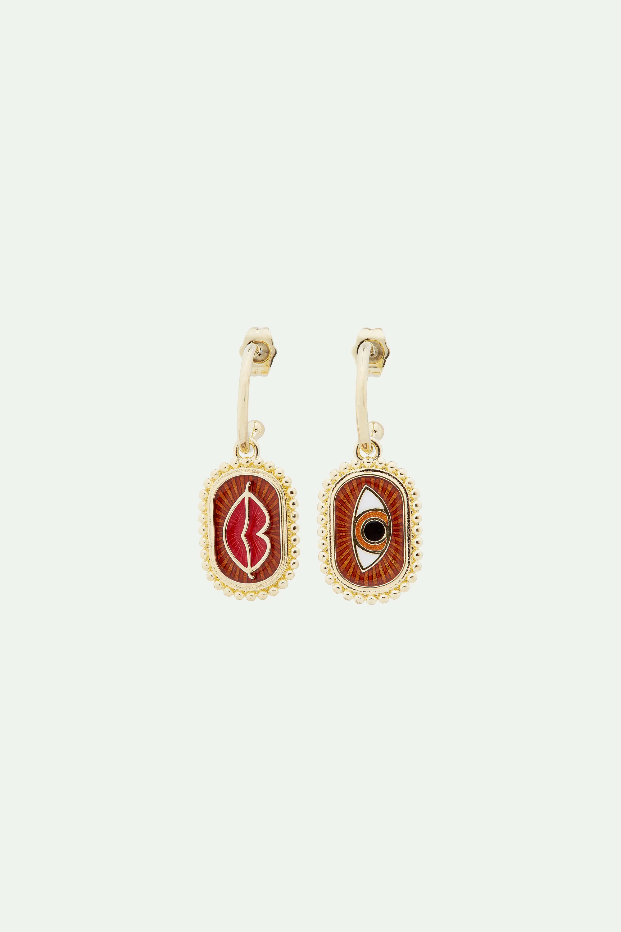 Boucles d'oreilles tiges asymétriques protection divine
