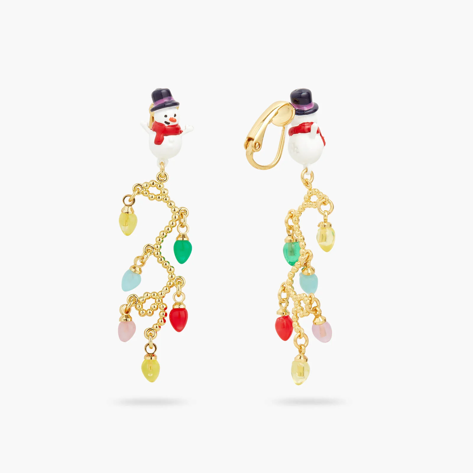 Boucles d'Oreilles Tiges Bonhomme de Neige et Guirlandes - Image 2