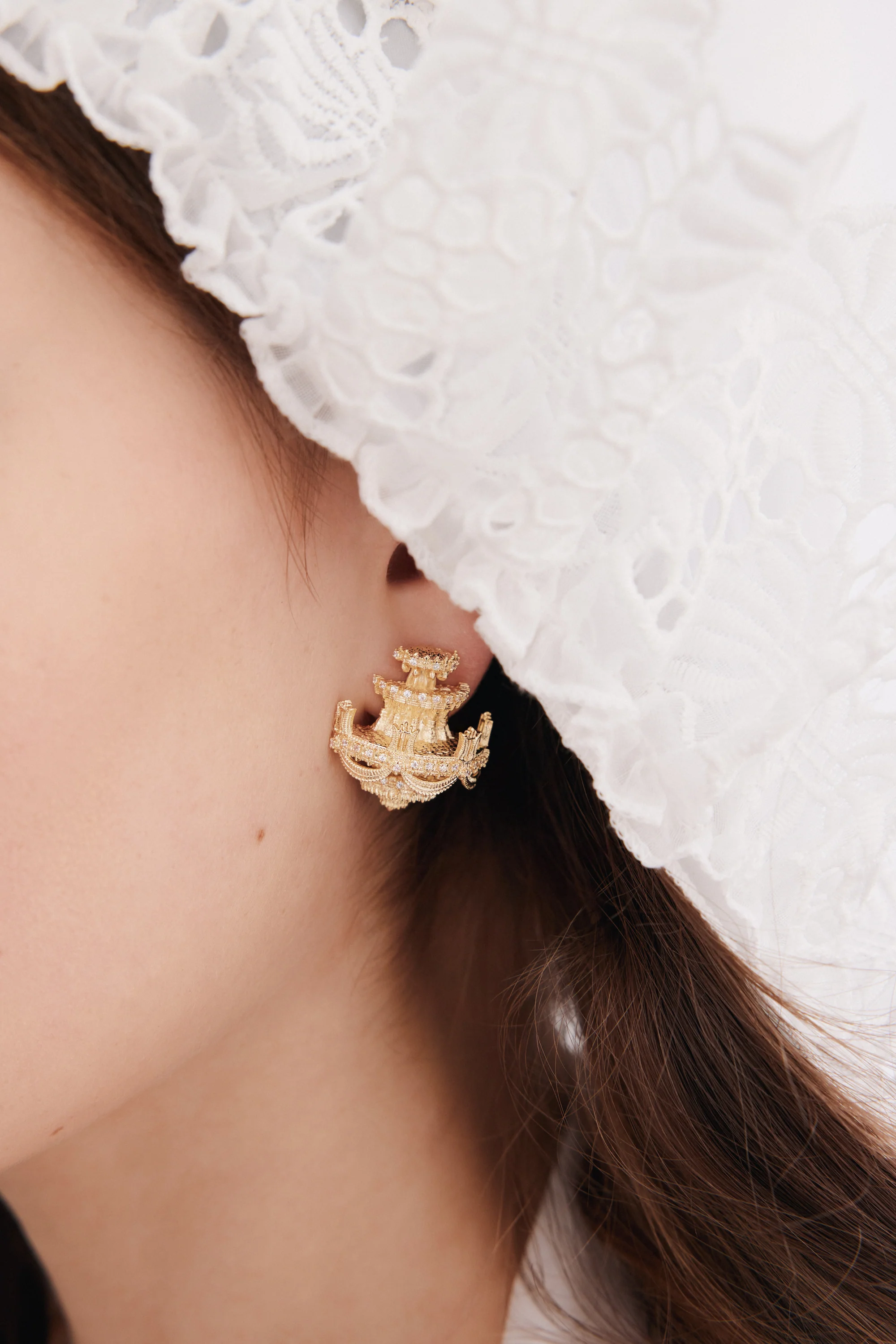 Boucles d'oreilles tiges chandelier doré - Image 2