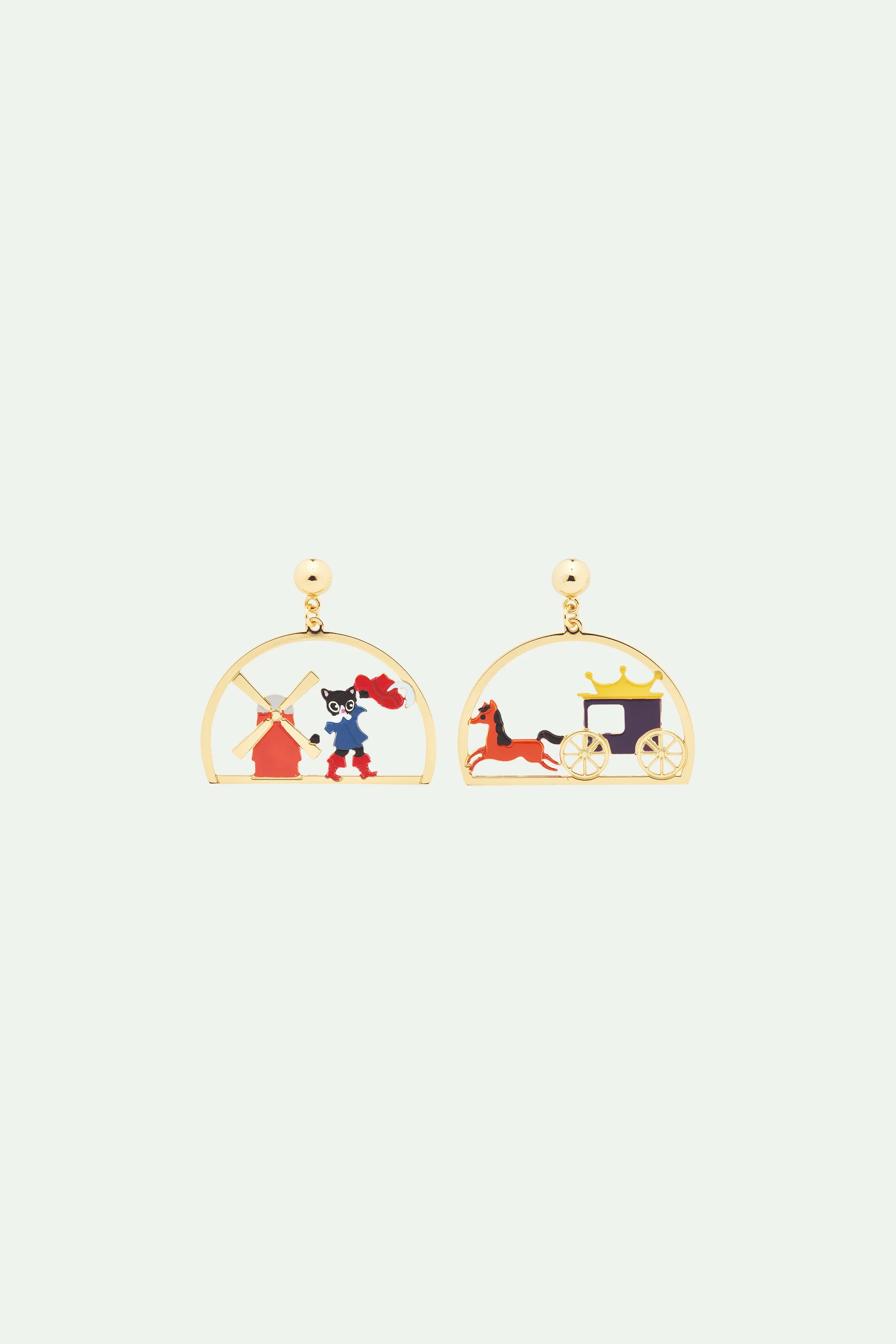 Boucles d'oreilles tiges chat charmant et moulin