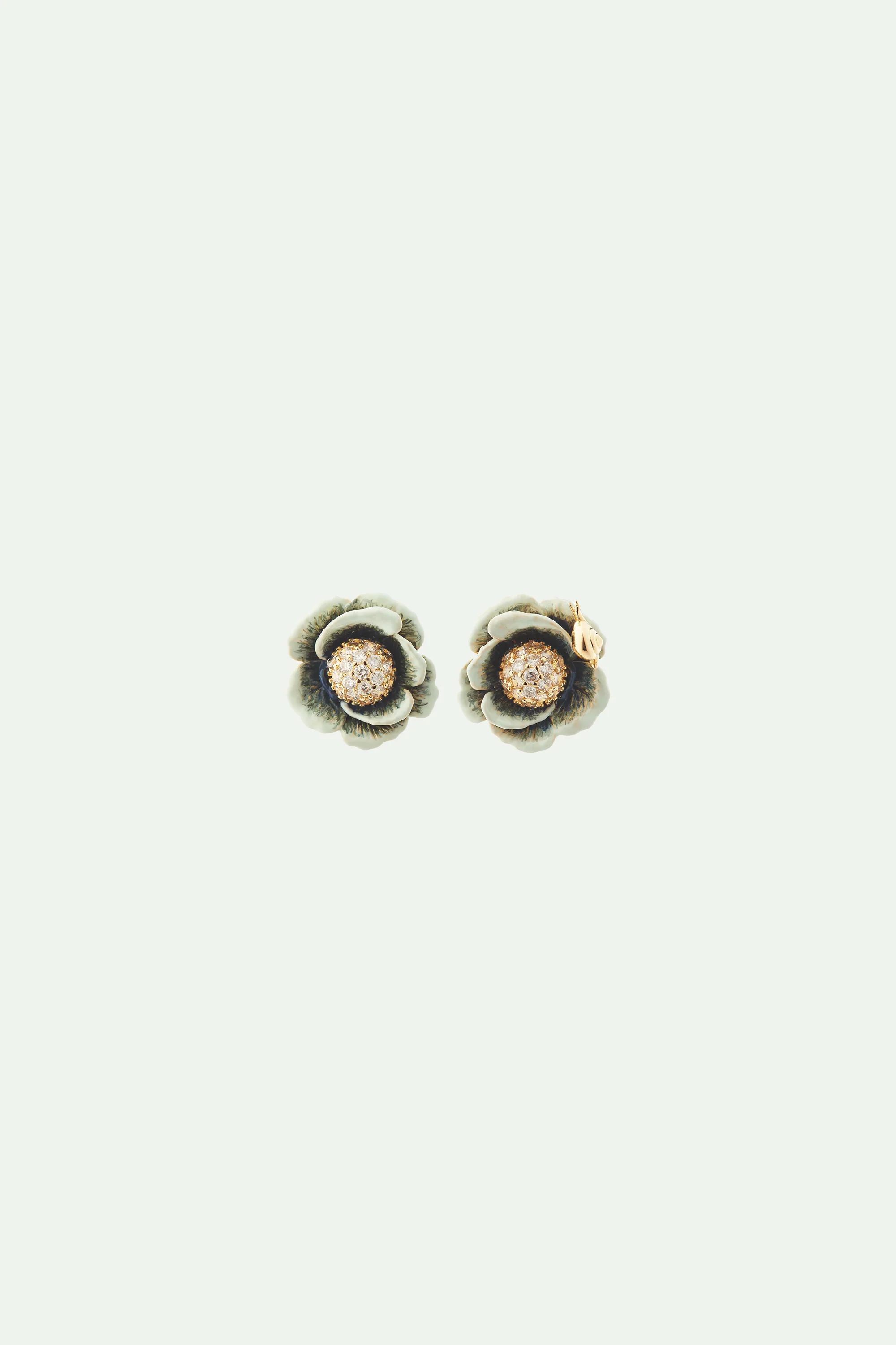 Boucles d'oreilles tiges choux pavé de cristaux blancs