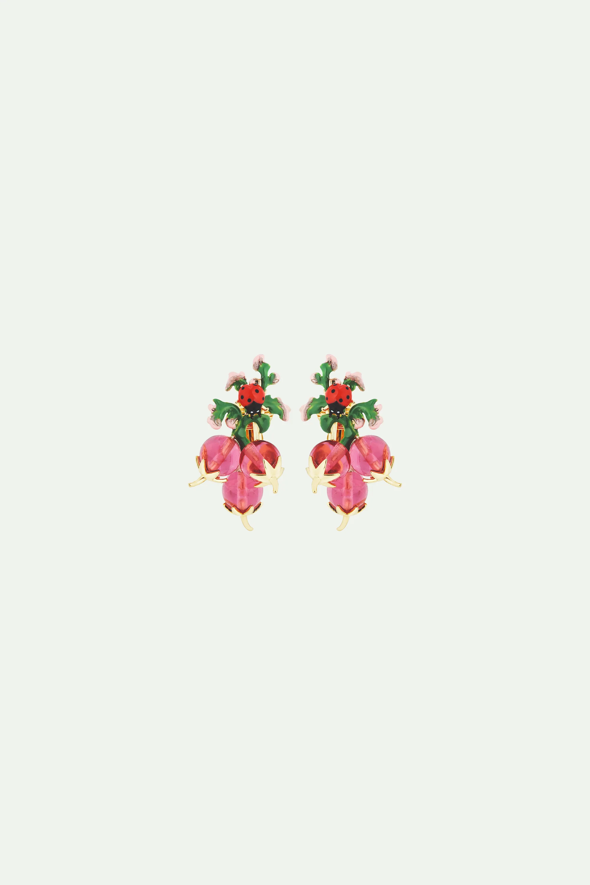 Boucles d'oreilles tiges coccinelle et radis
