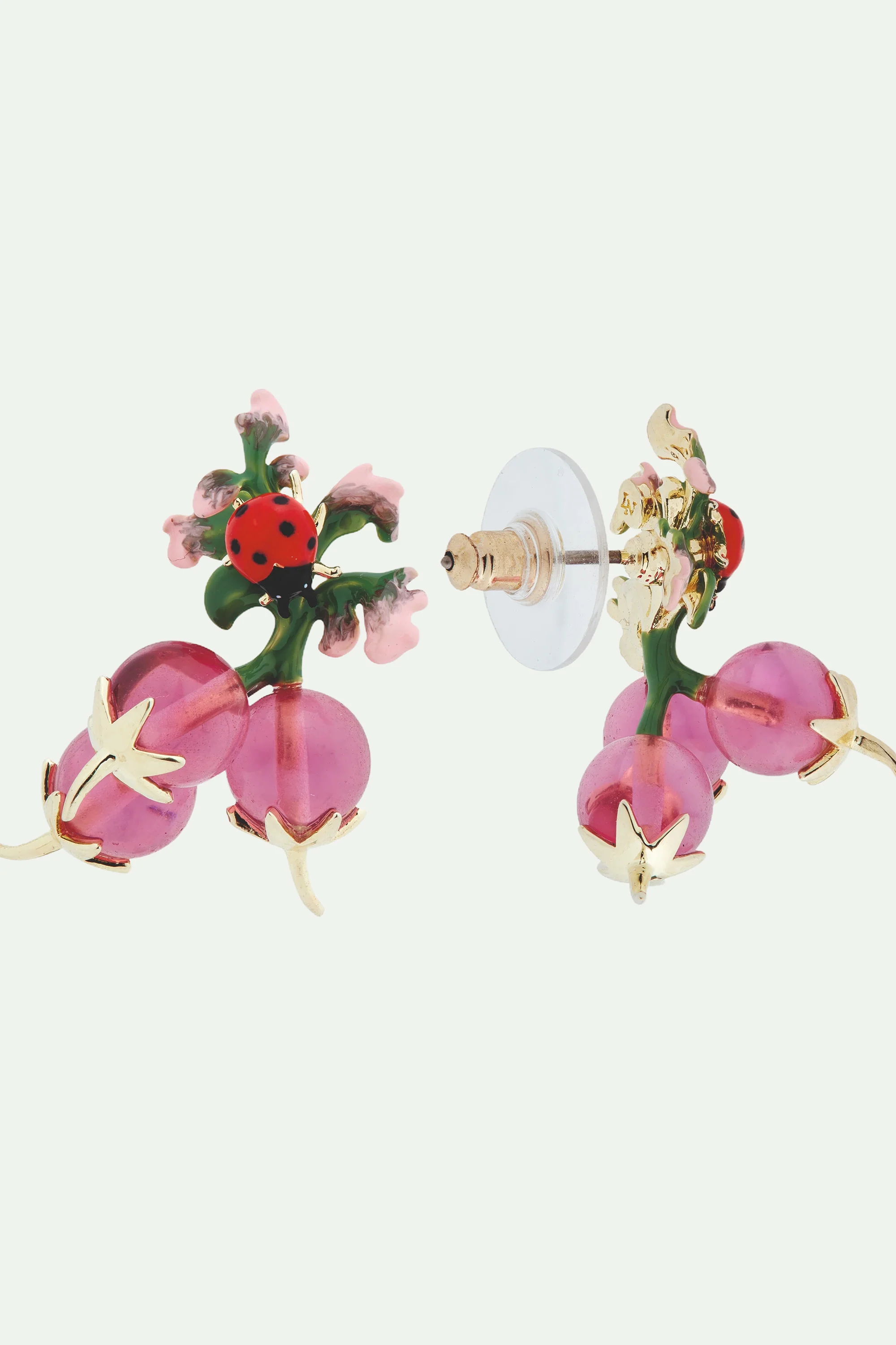 Boucles d'oreilles tiges coccinelle et radis - Image 2