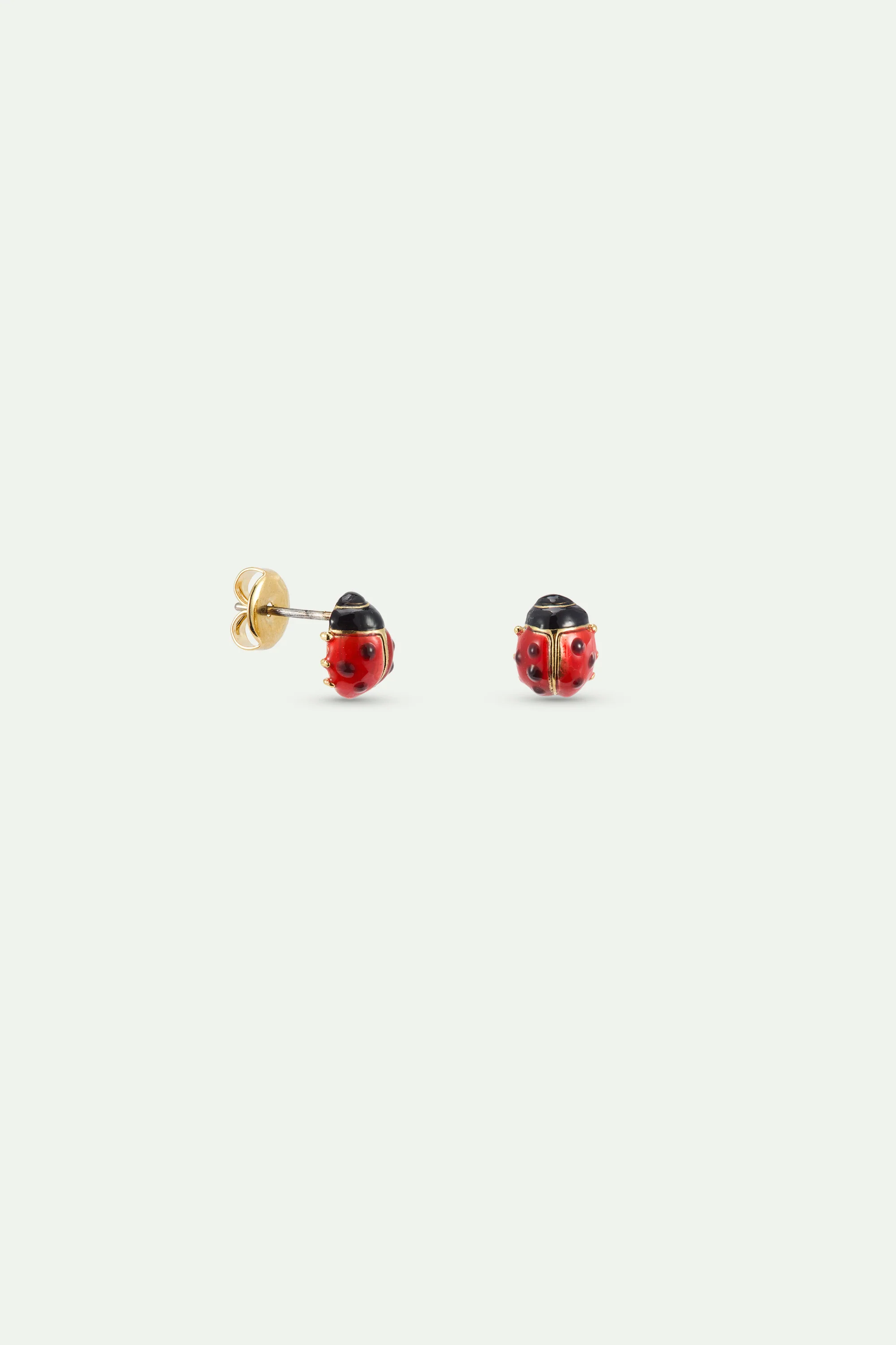 Boucles d'oreilles tiges Coccinelle rouge et noire - Image 2