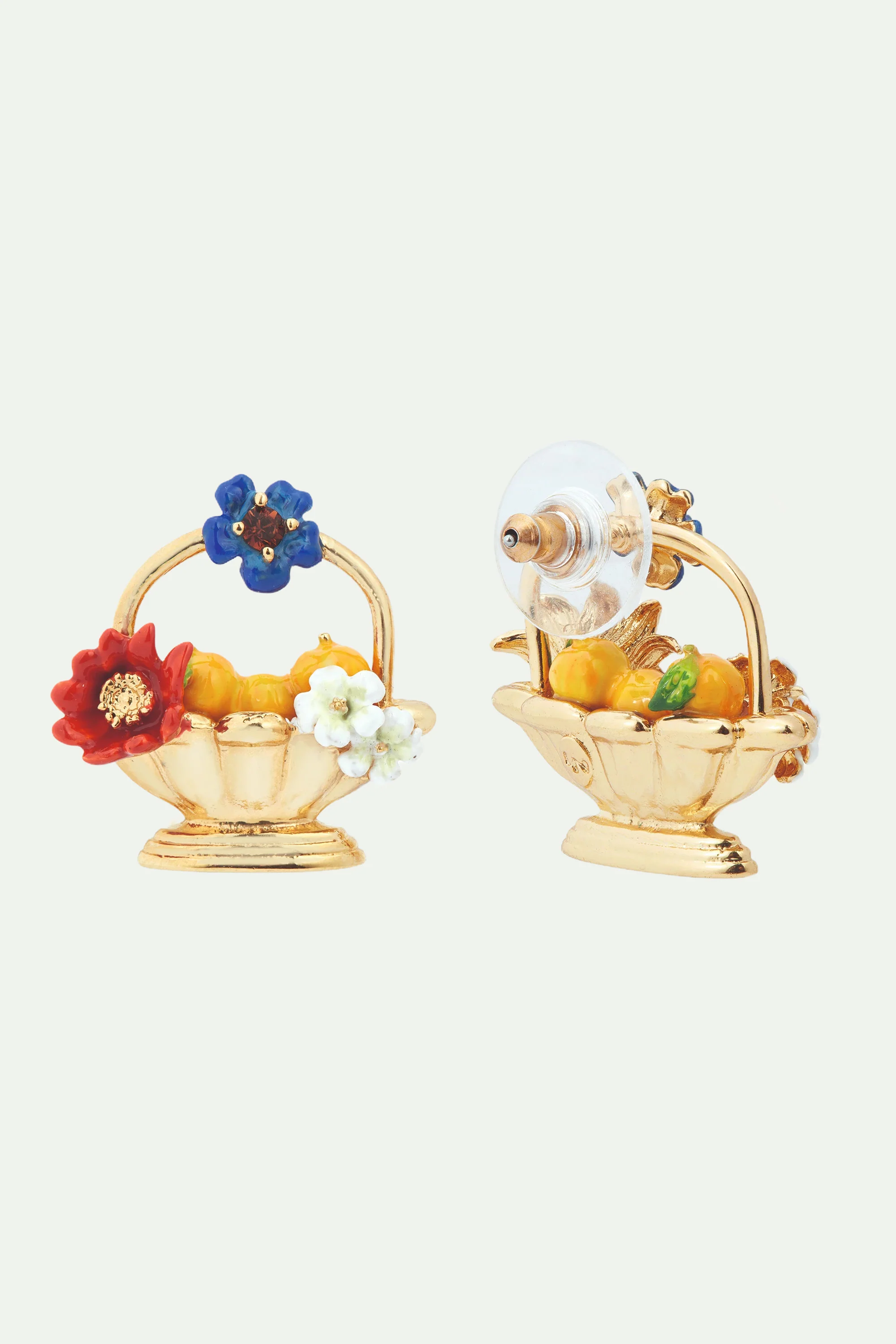 Boucles d'oreilles tiges corbeille de fruits et fleurs - Image 2