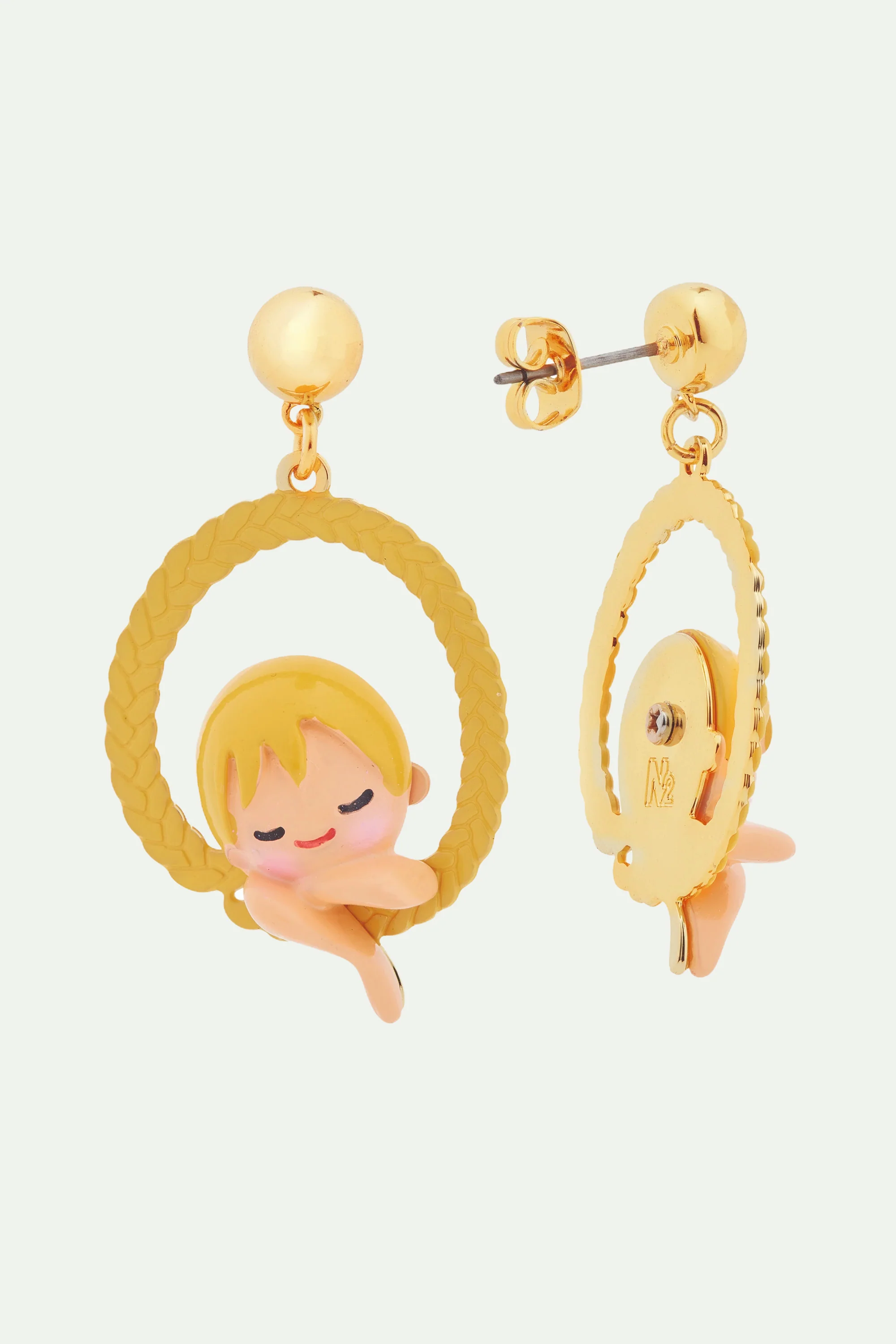 Boucles d'oreilles tiges créoles princesse chevelure enchantée - Image 2