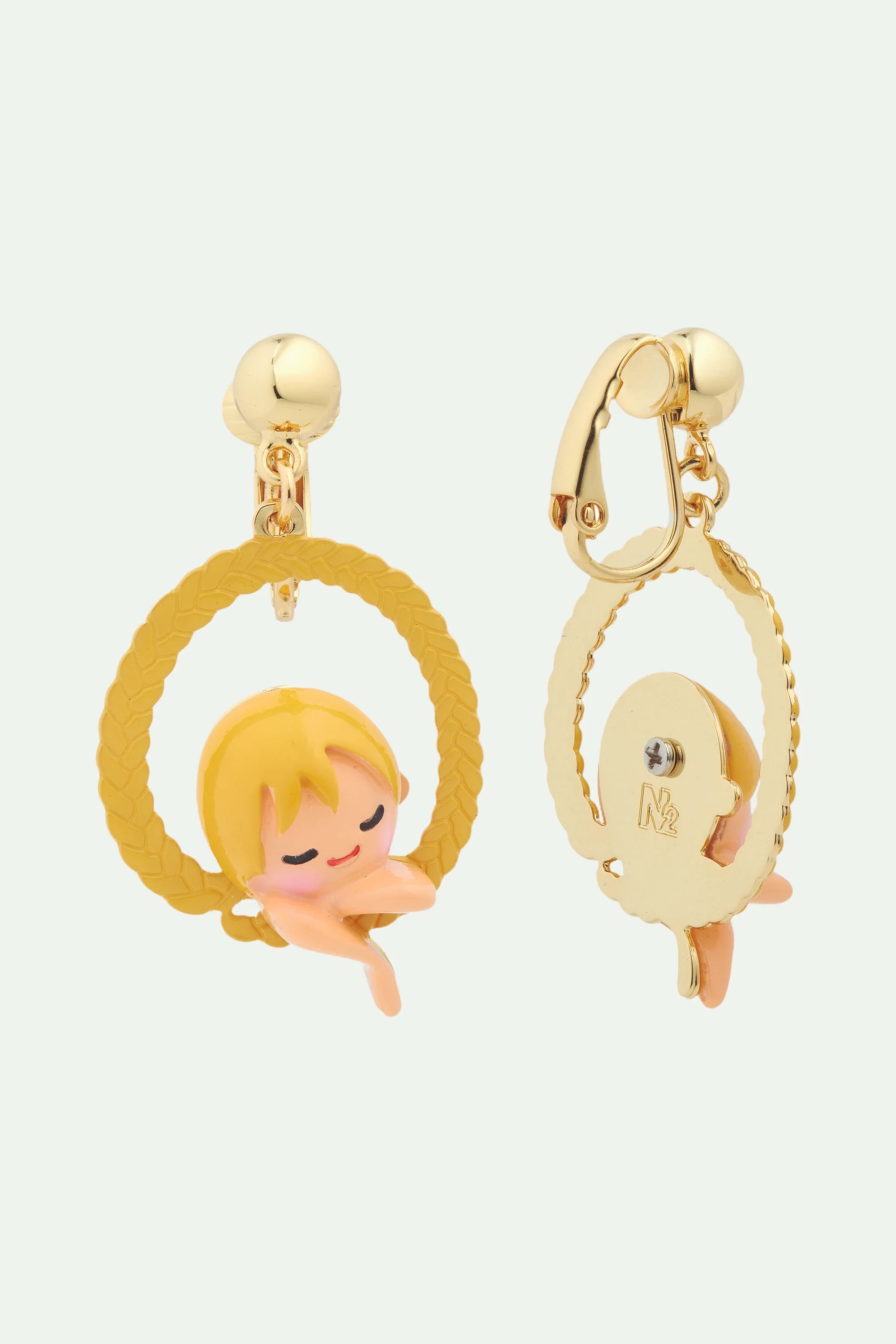 Boucles d'oreilles tiges créoles princesse chevelure enchantée - Image 4