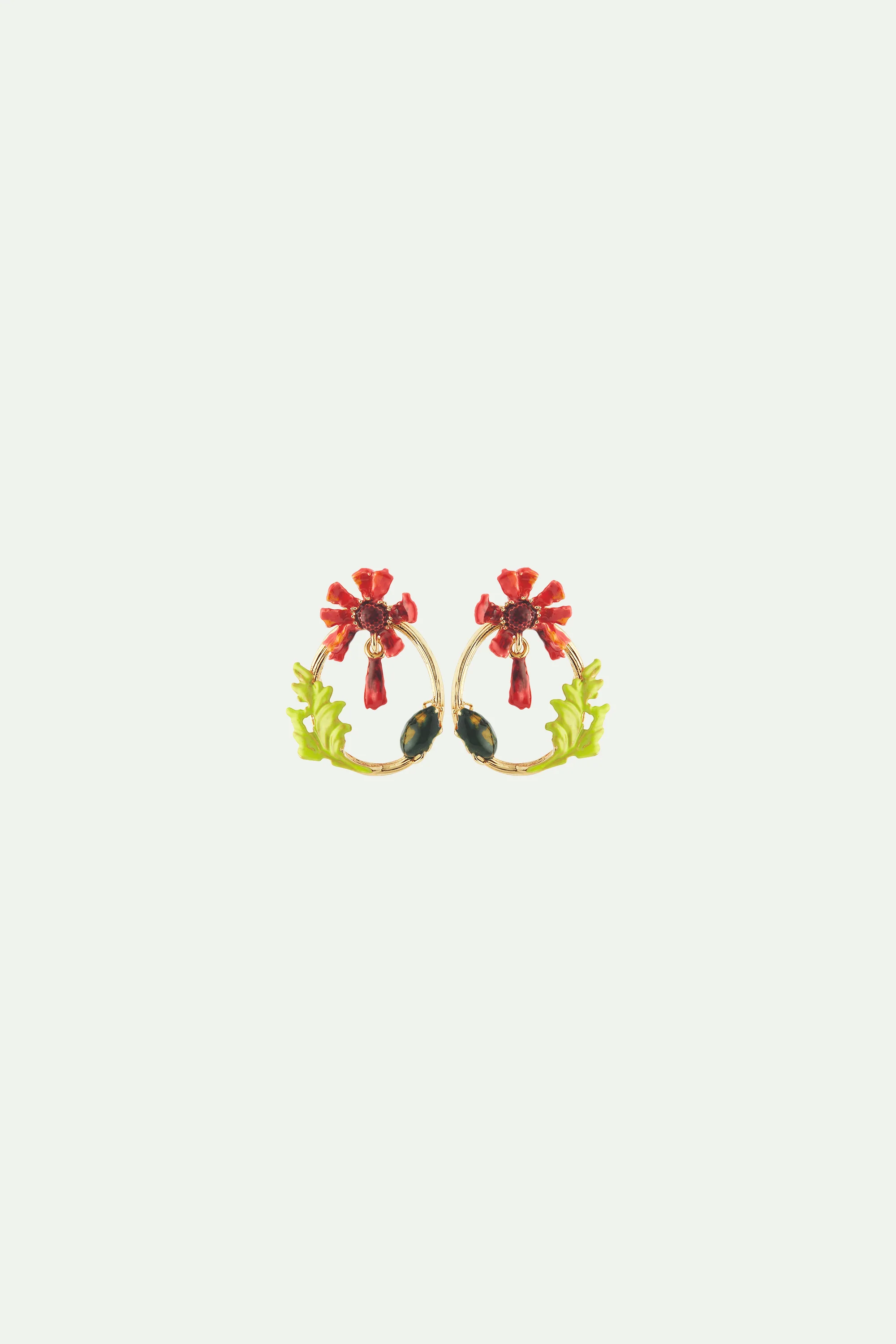 Boucles d'oreilles tiges créoles scarabée et fleur éphémère