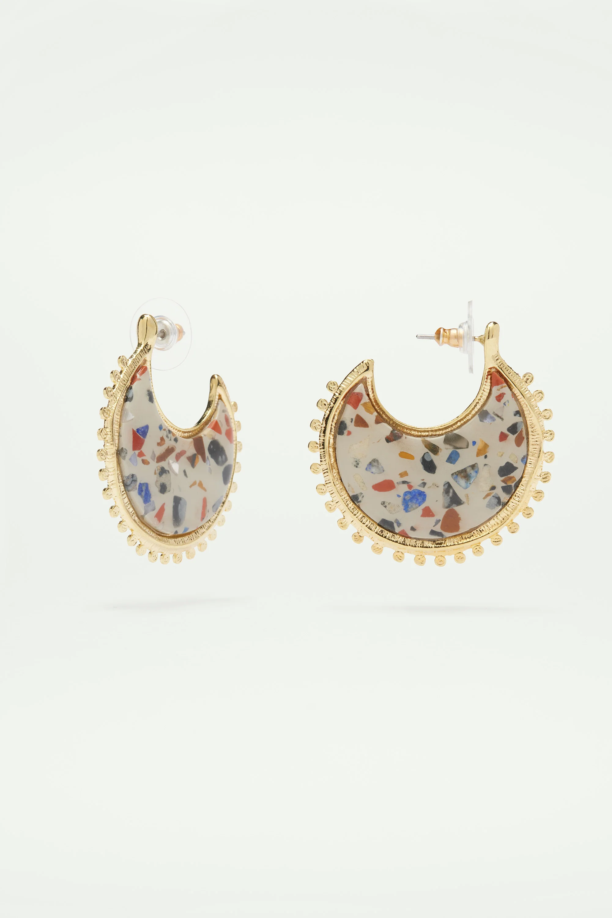 Boucles d'oreilles tiges créoles terrazzo - Image 3