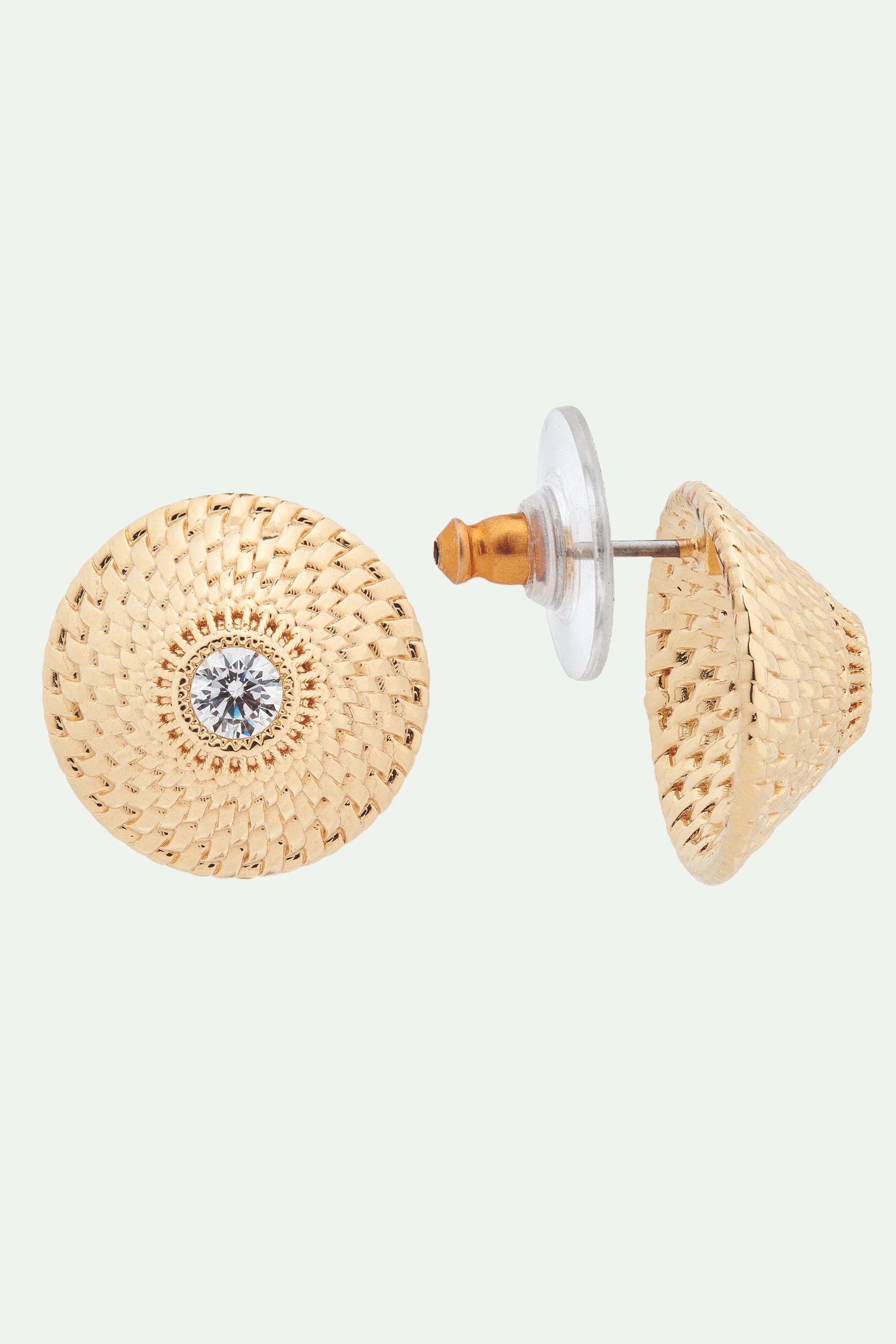 Boucles d'oreilles tiges disques osier du vanier - Image 2