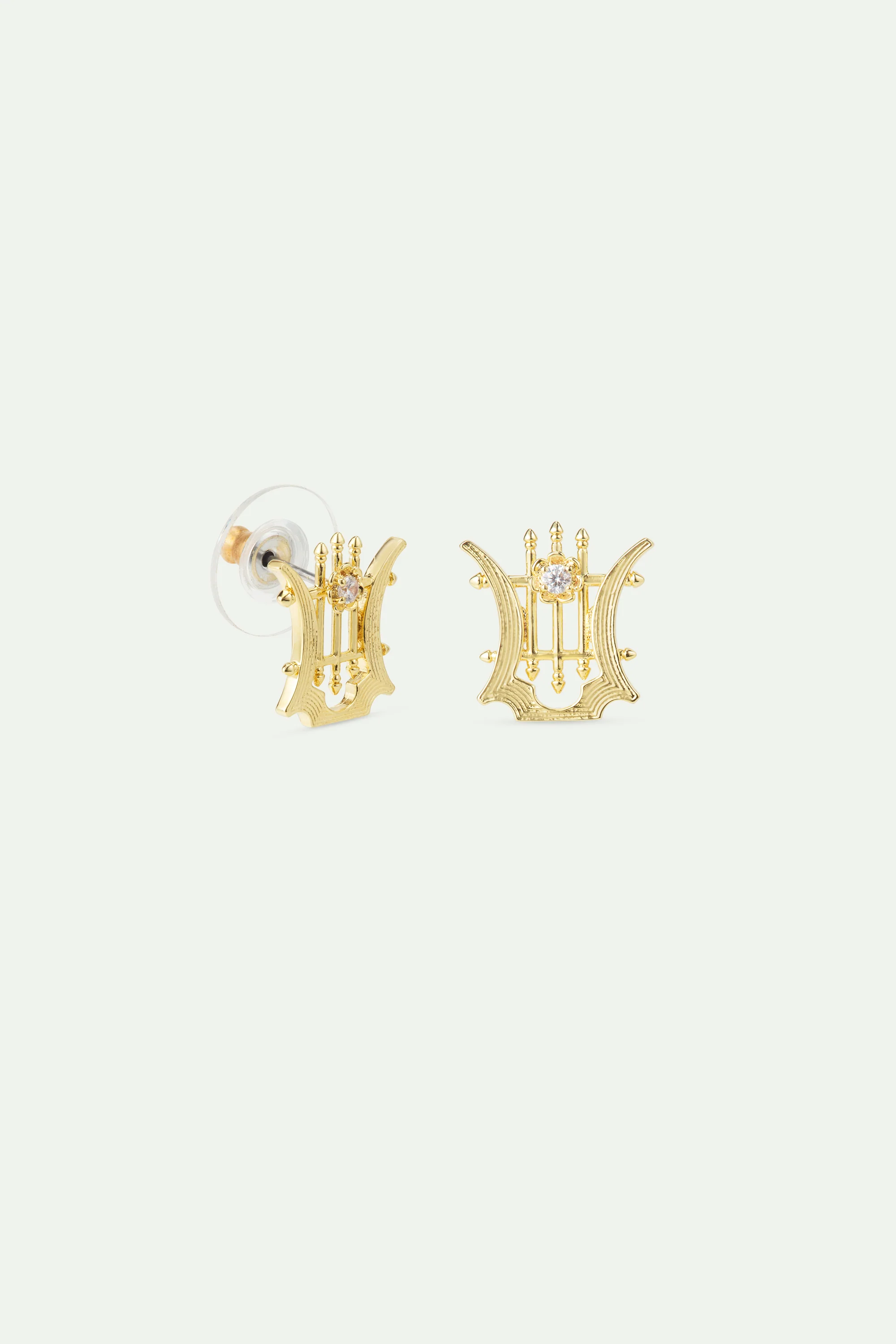 Boucles d'oreilles tiges dorées Lyre - Image 3