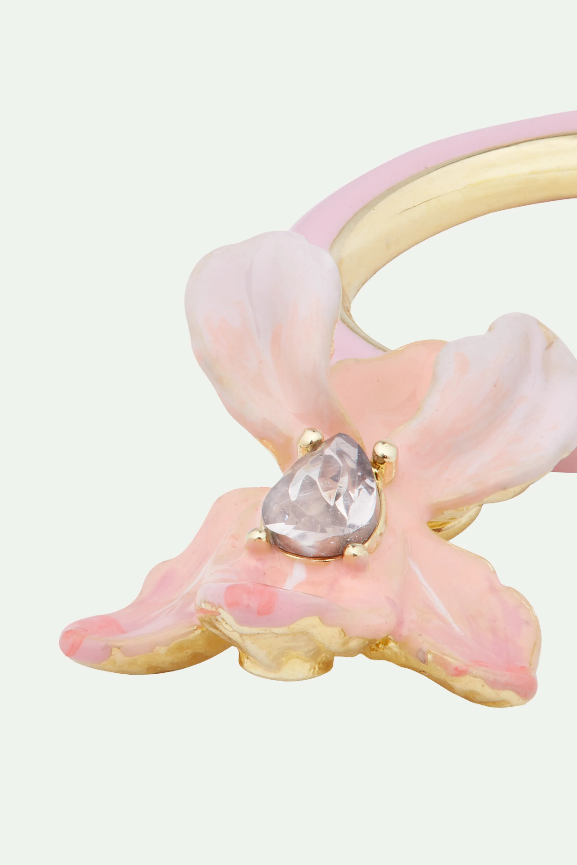 Boucles d'oreilles tiges Iris rose poudré - Image 3