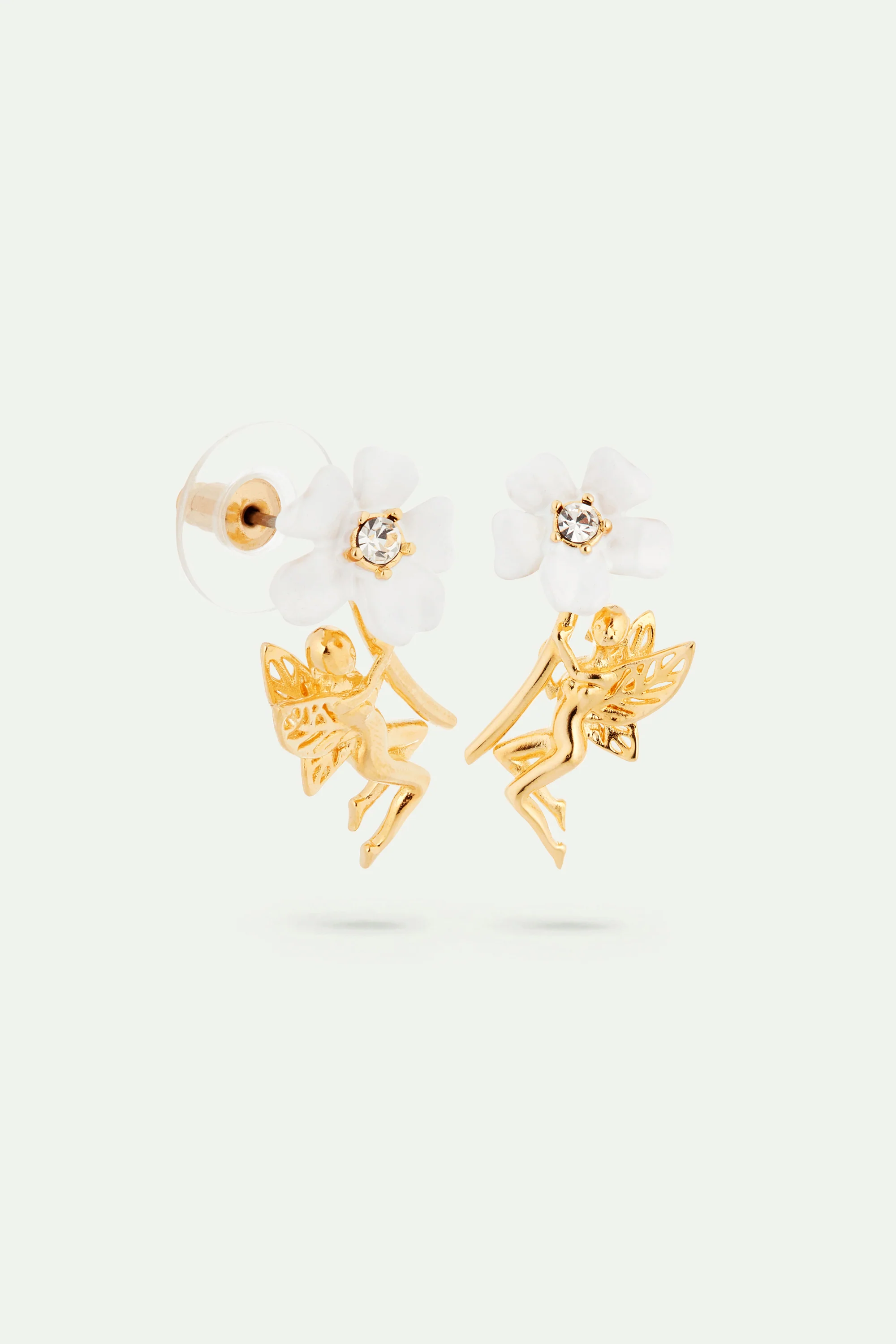 Boucles d'oreilles tiges jasmin officinal blanc et fée - Image 3
