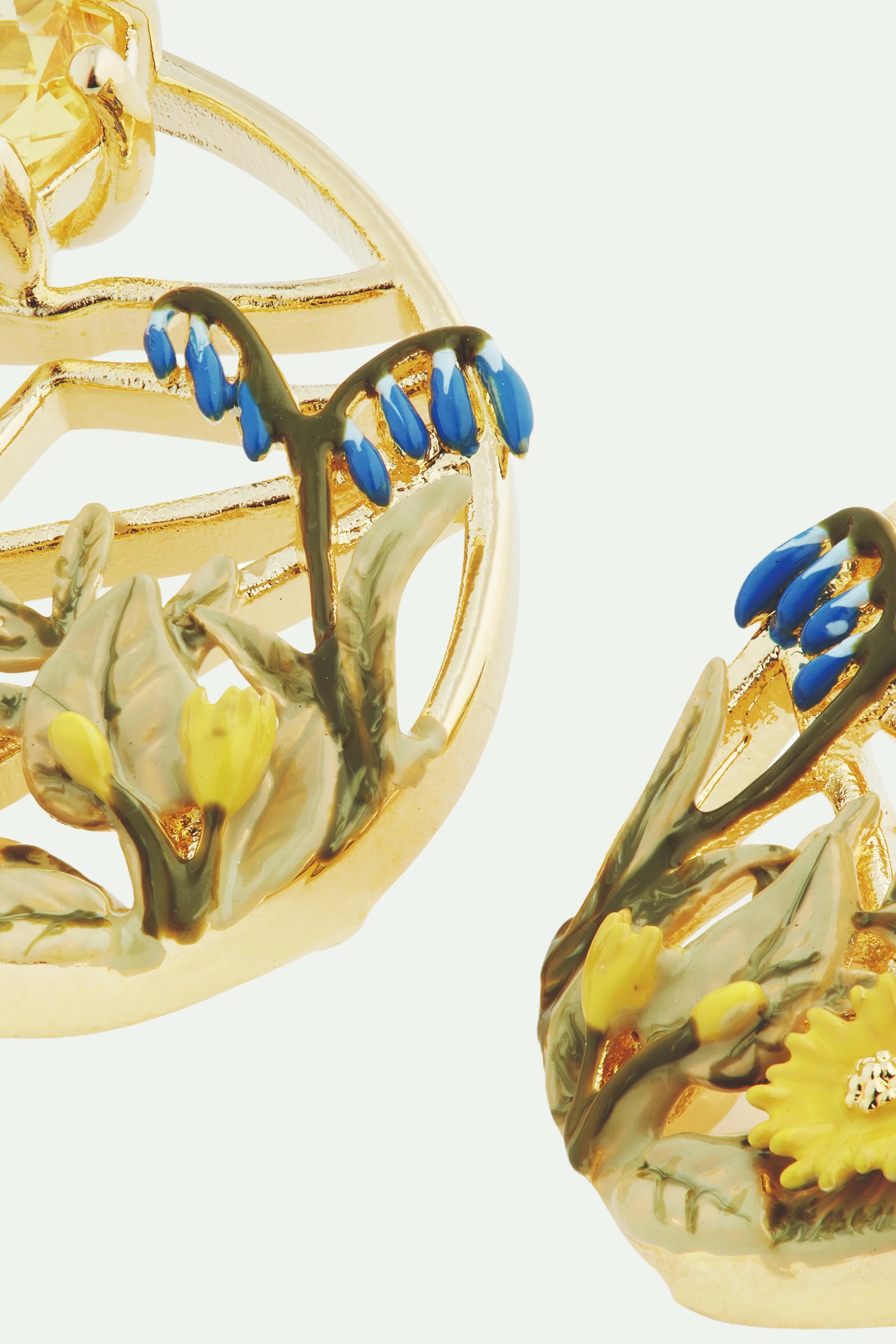 Boucles d'oreilles tiges mont Fuji et pierre ronde - Image 3