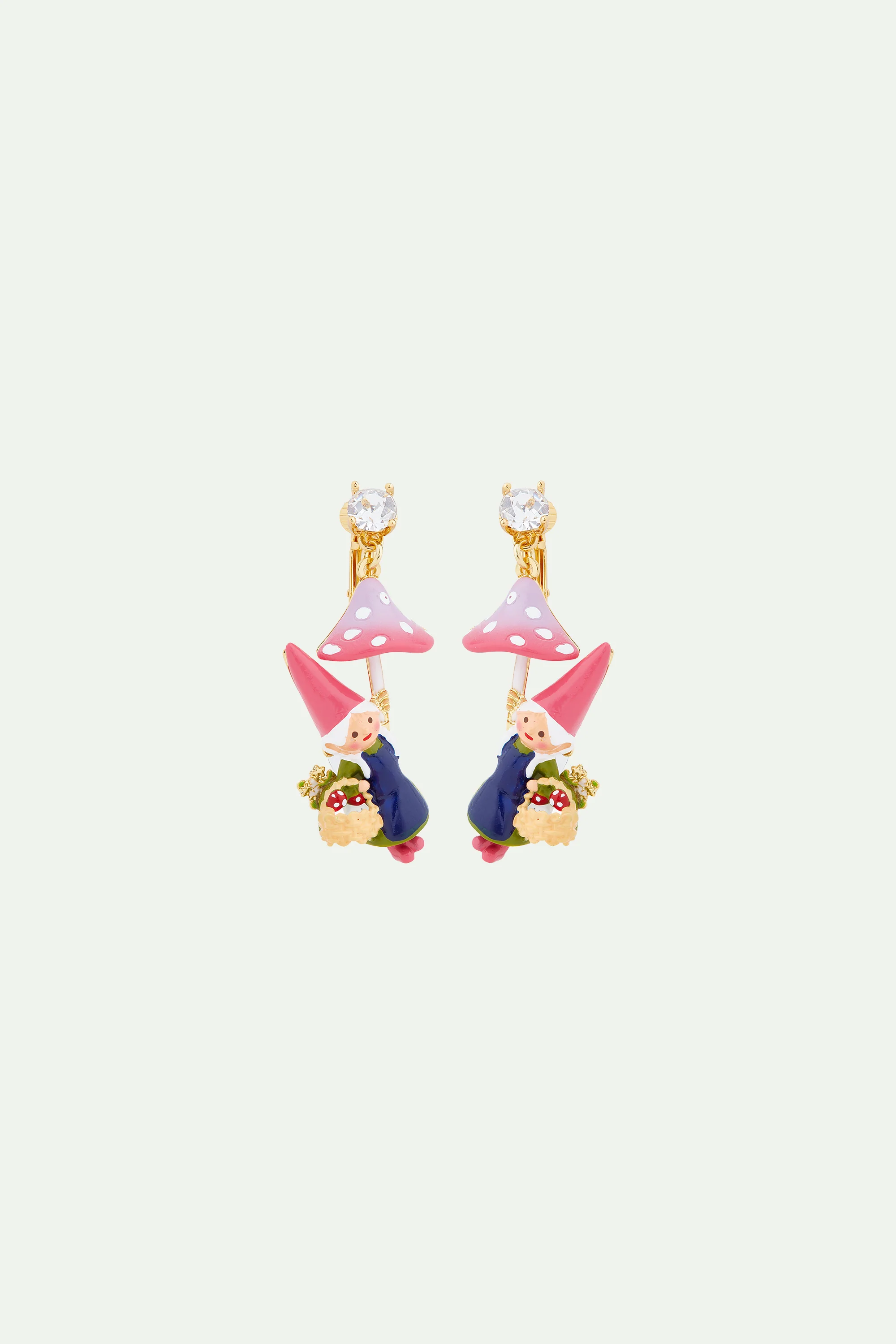 Boucles d'oreilles tiges naine de jardin et cueillette de champignons