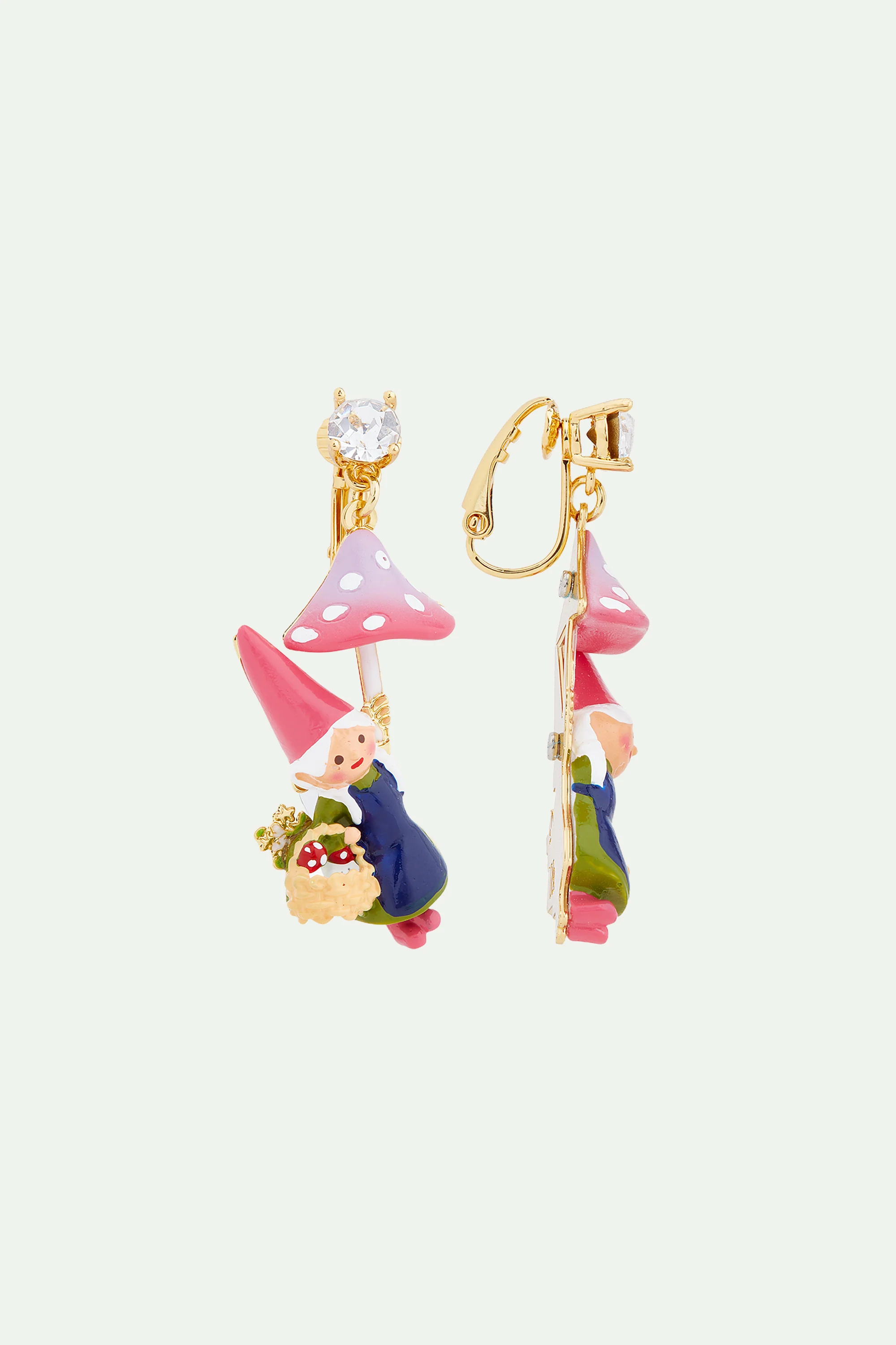 Boucles d'oreilles tiges naine de jardin et cueillette de champignons - Image 2
