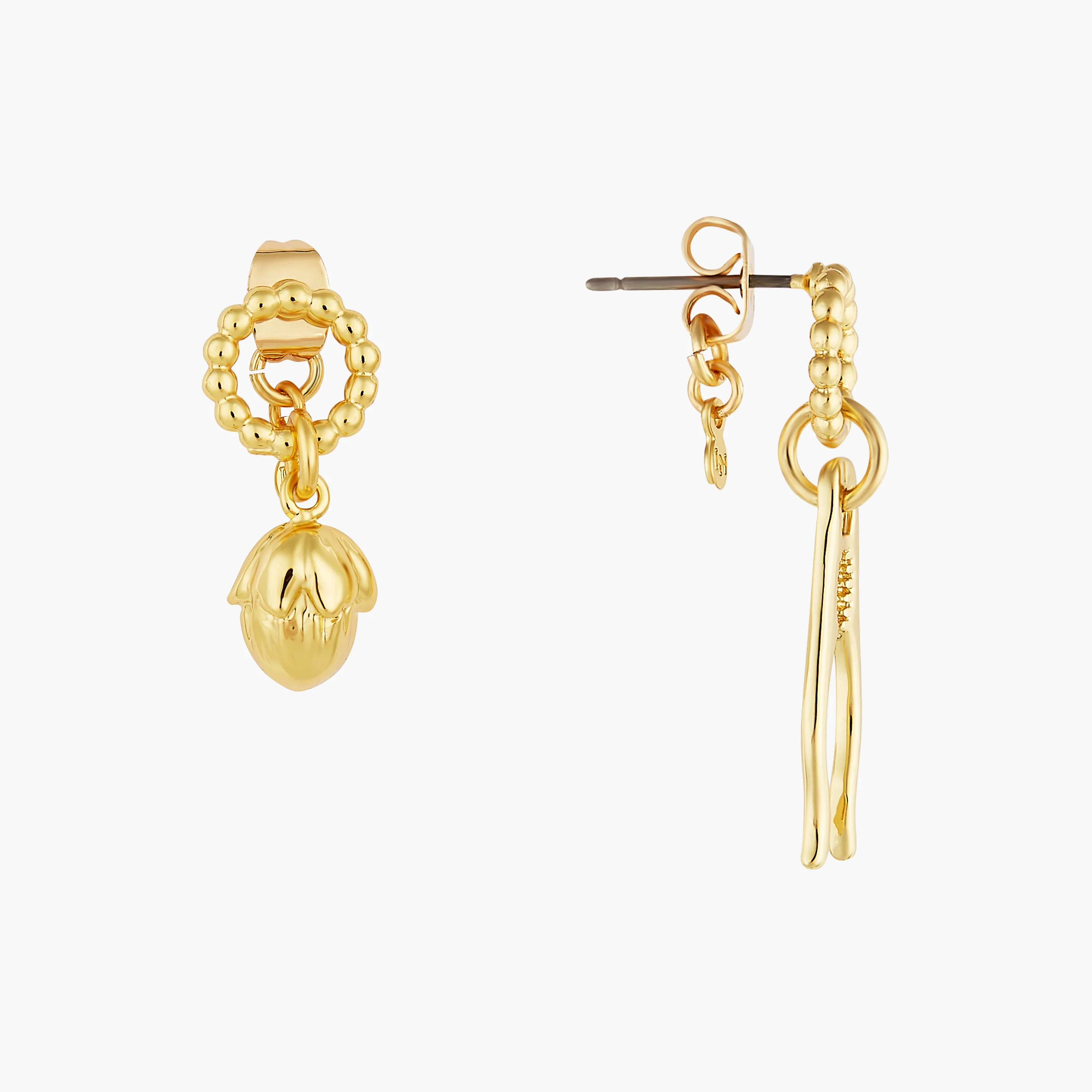 Boucles d'oreilles tiges noisette et casse-noisette - Image 2