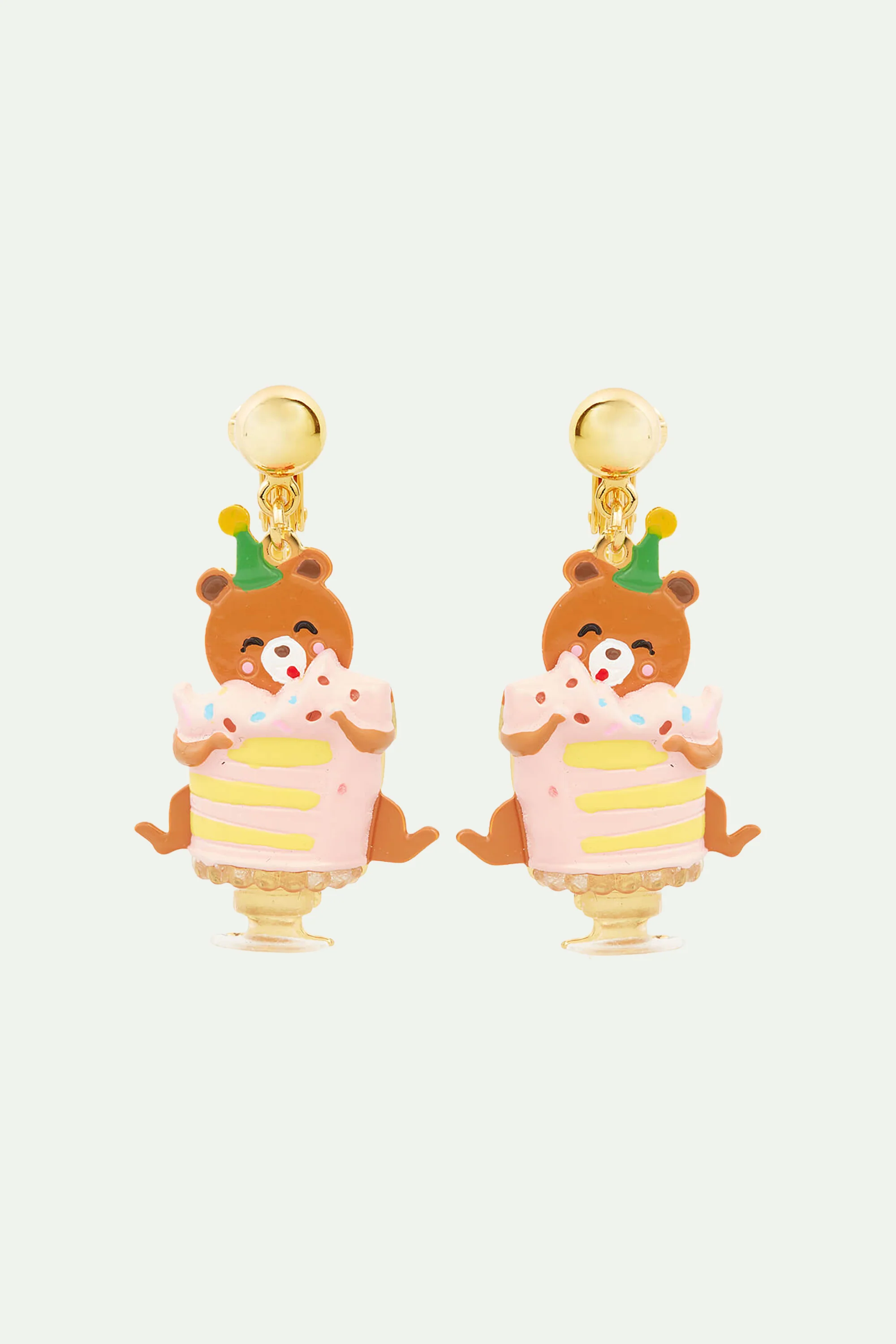Boucles d'Oreilles Tiges Ourson et Gâteau d'Anniversaire