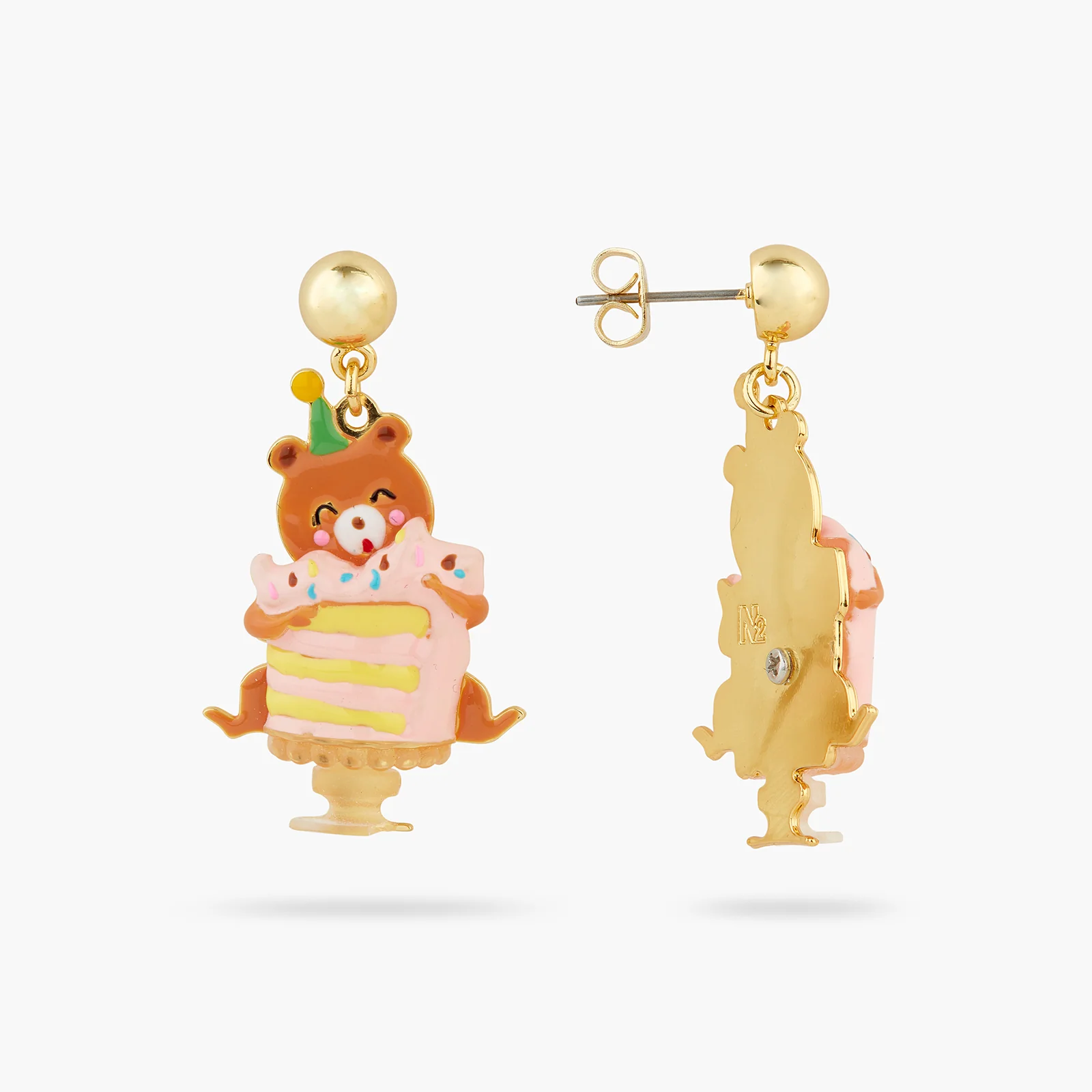 Boucles d'Oreilles Tiges Ourson et Gâteau d'Anniversaire - Image 2