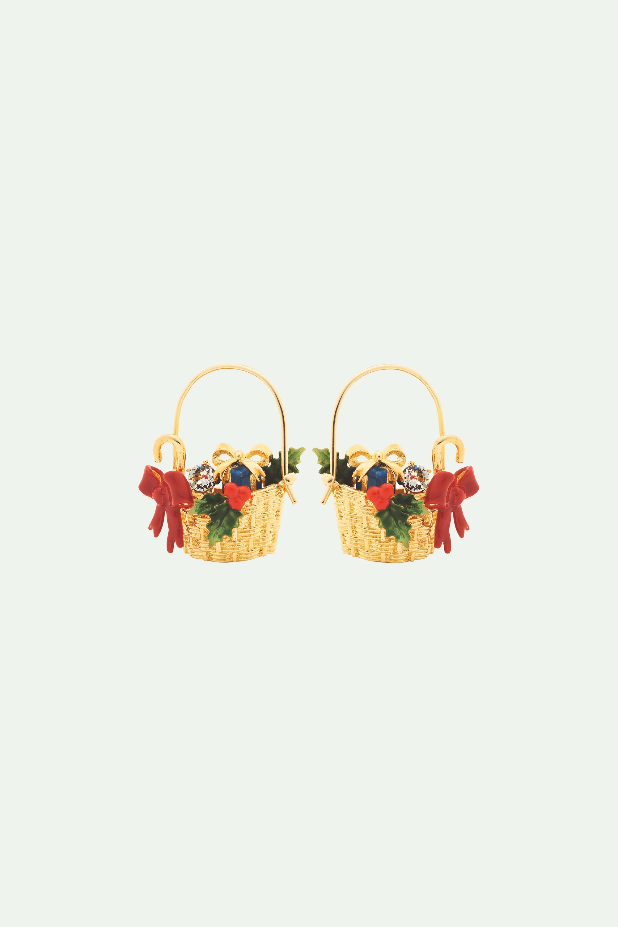 Boucles d'oreilles tiges panier de Noël