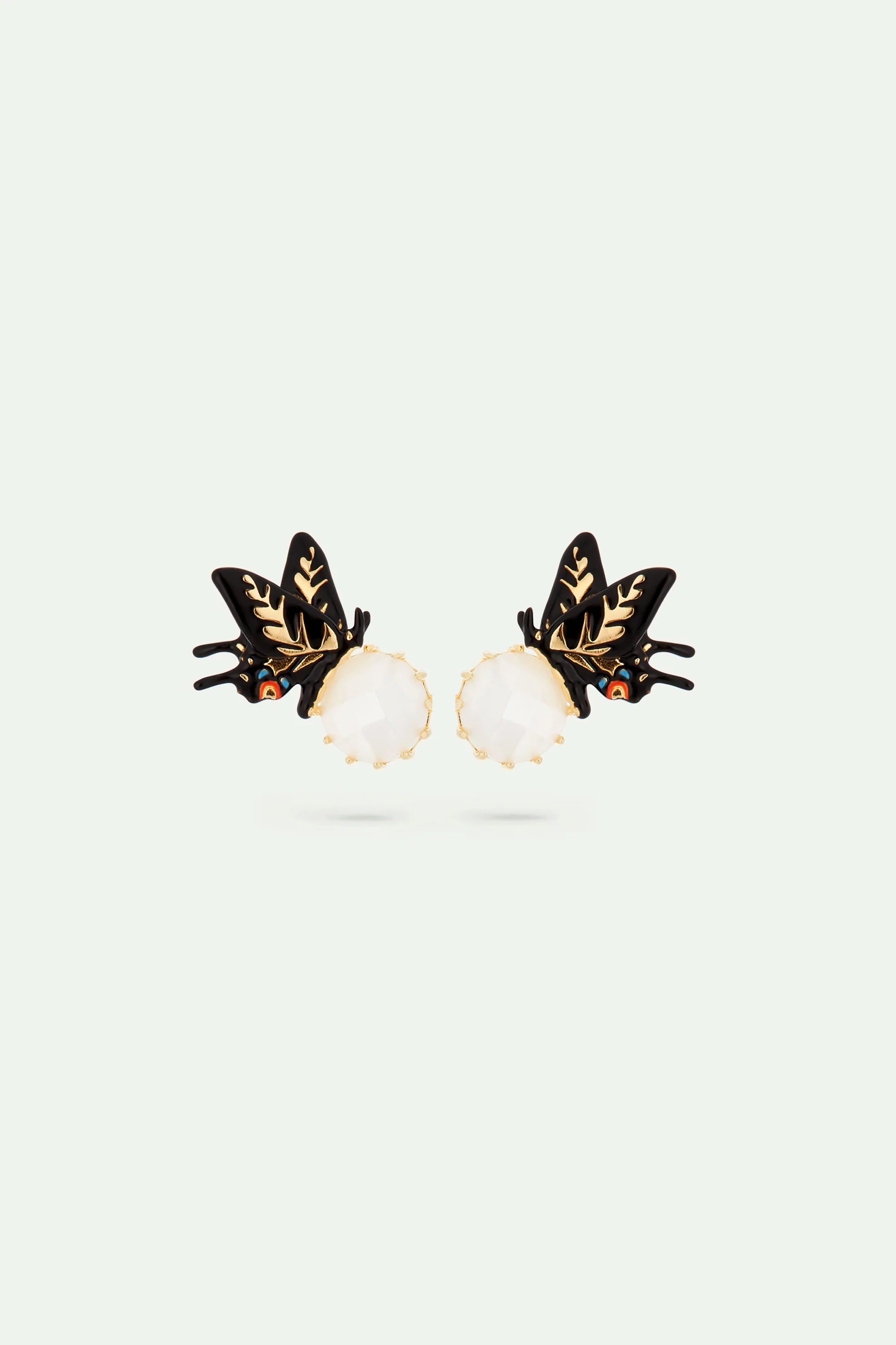Boucles d'oreilles tiges papillon et verre facetté